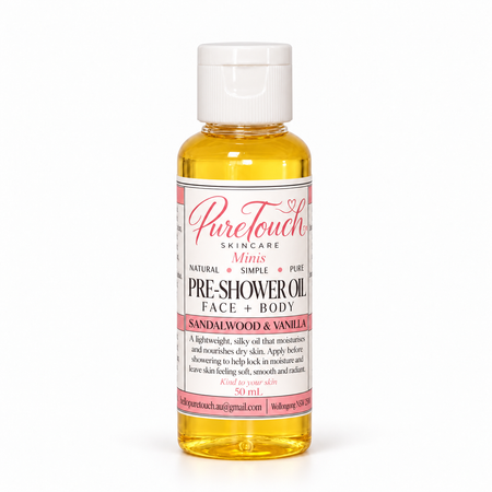 PureTouch Minis Pre-Shower Oil – Face & Body Sandalwood & Vanilla | 50 mL