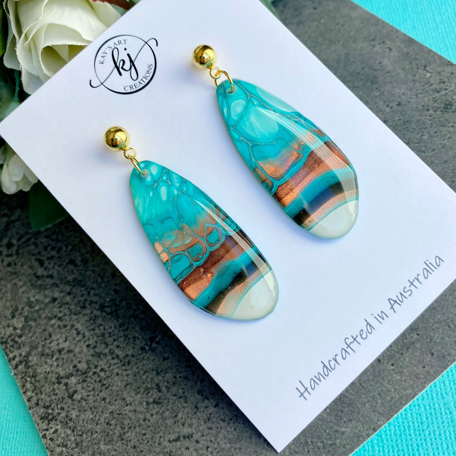 Original Art Turquoise Stud Earrings