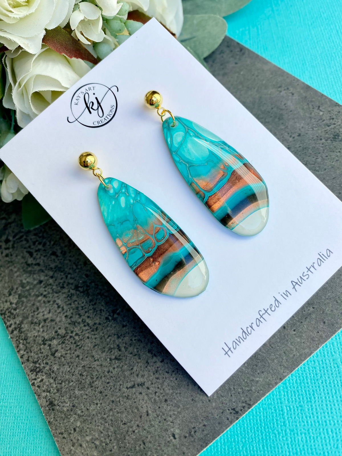 Original Art Turquoise Stud Earrings