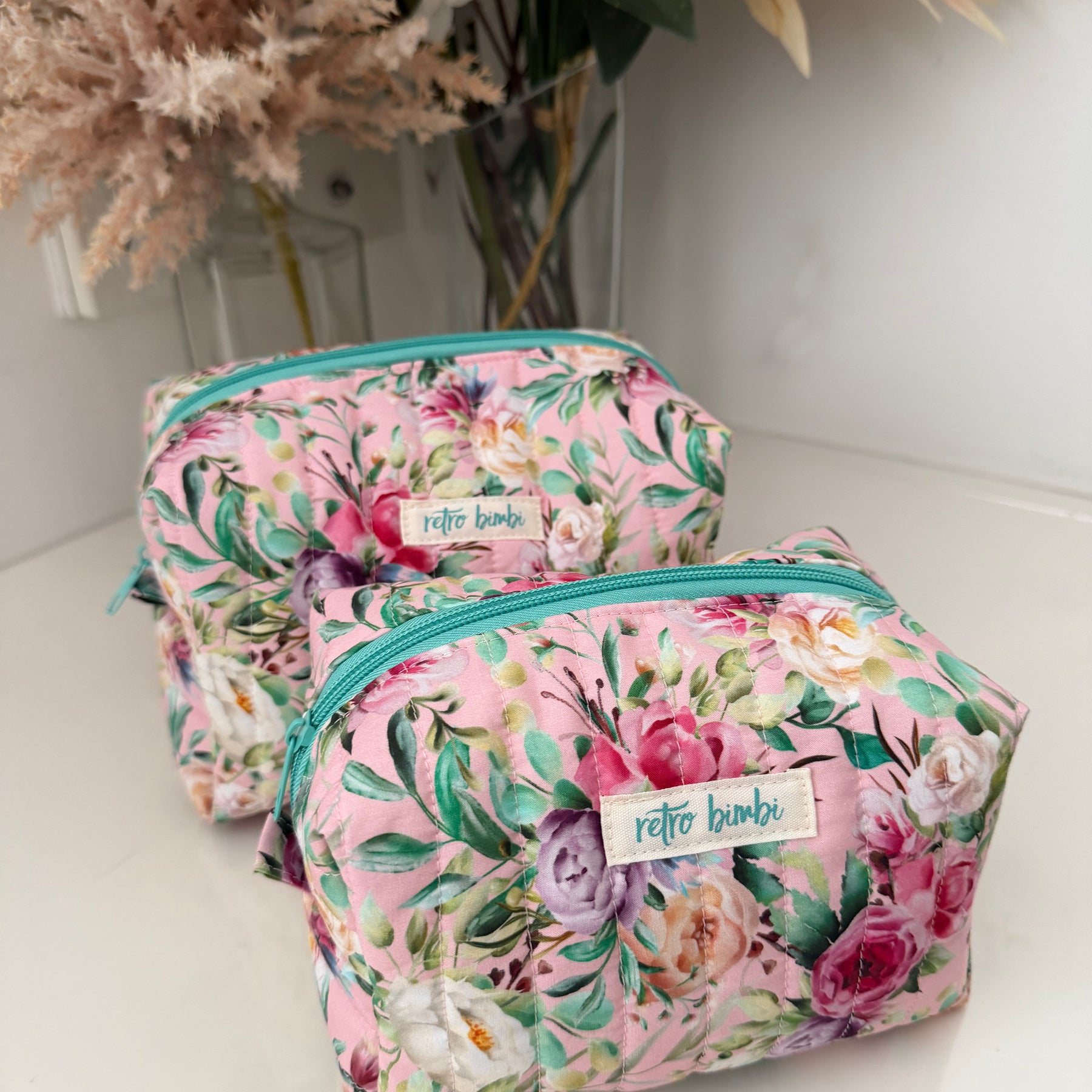 Floral Boxy Zipper Pouch - Pink Floral
