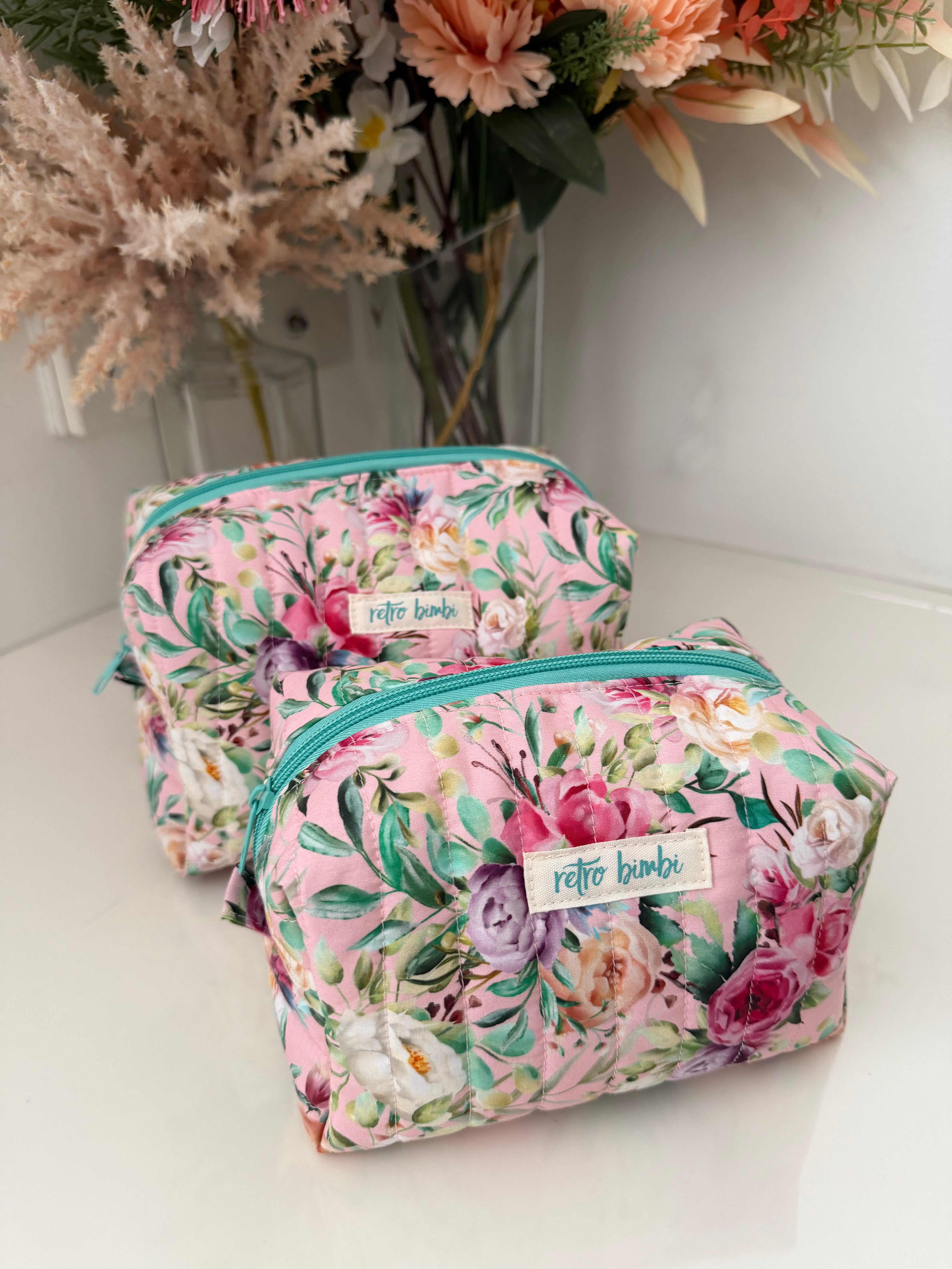 Floral Boxy Zipper Pouch - Pink Floral