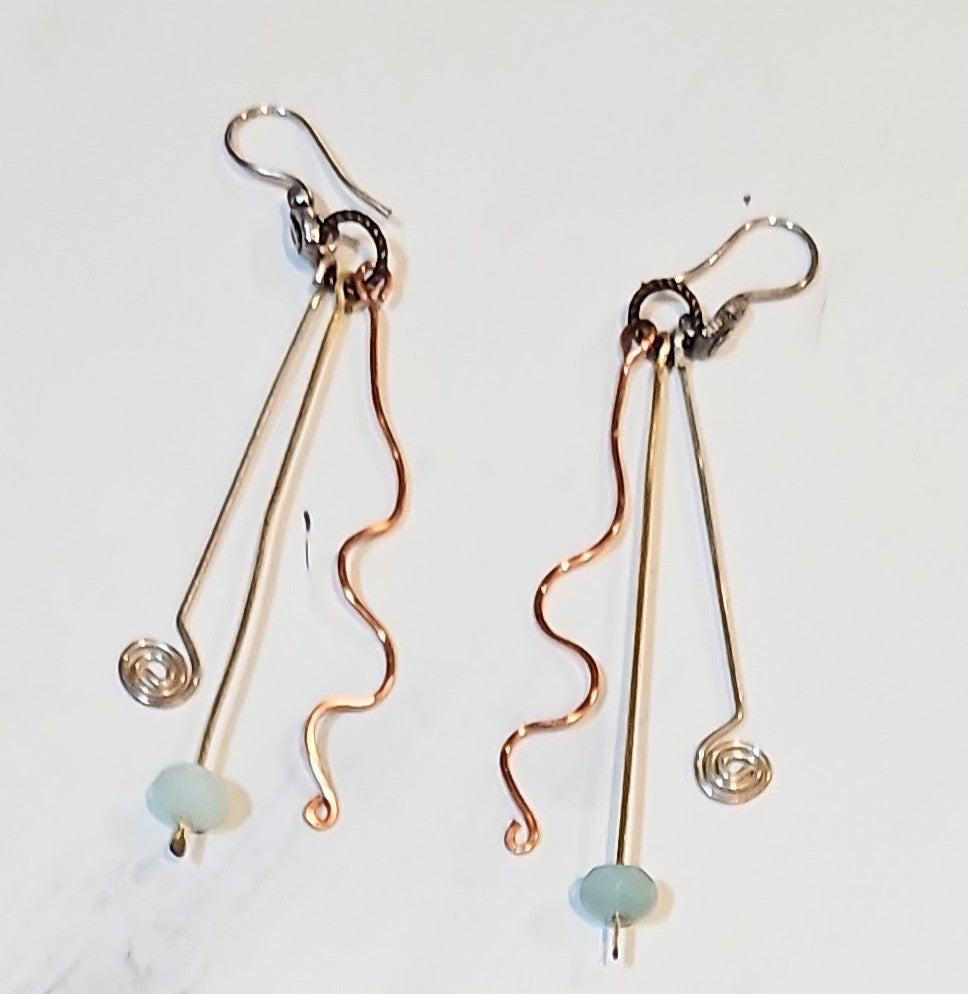 Hand Forged Wirework Earrings using various metals