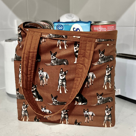 Grocery Tote ... Lined with storage pouch ... Kelpie