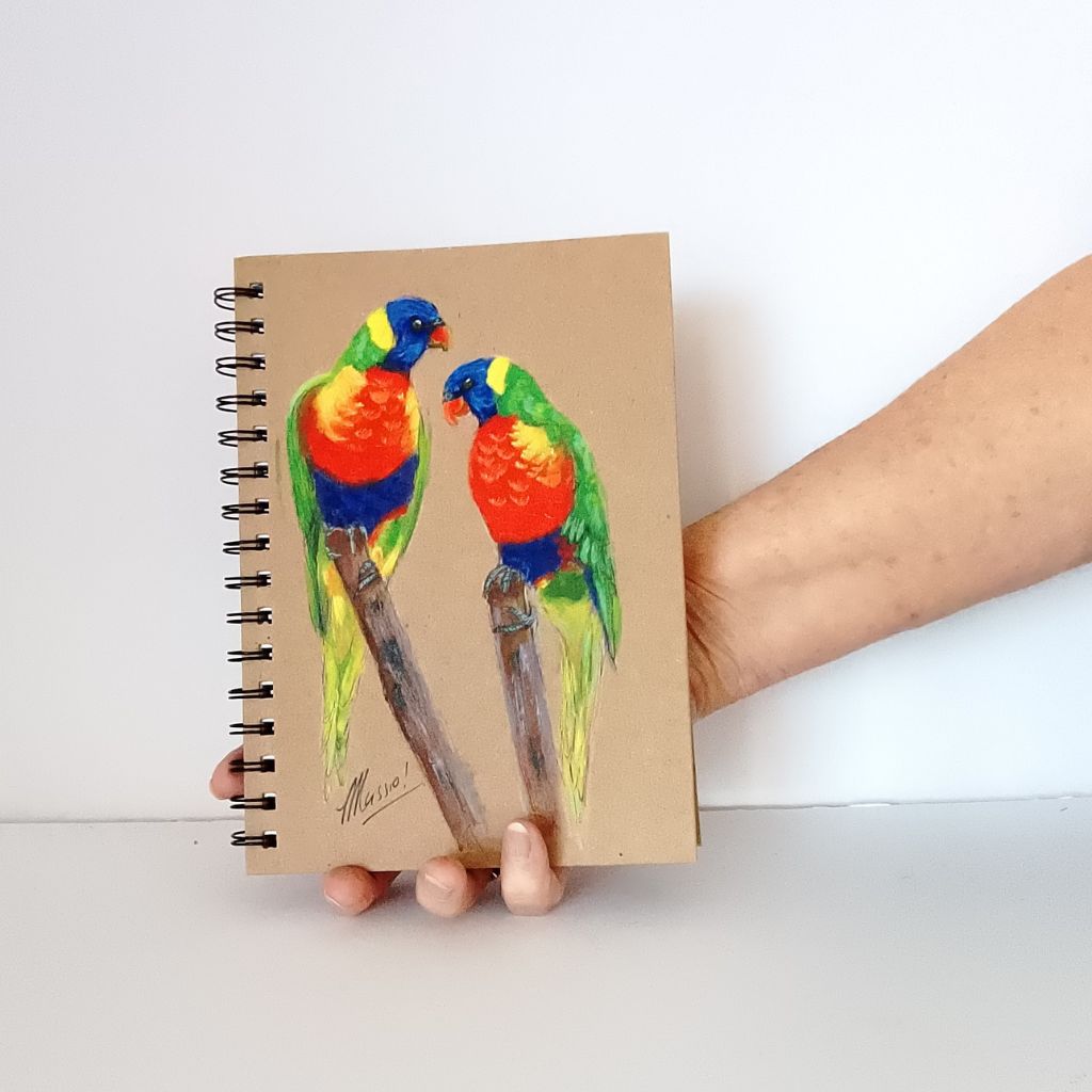 Rainbow Lorikeet handpainted Notebook Size A5 Lined