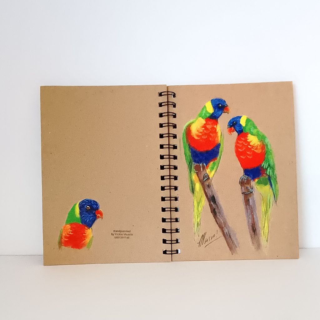 Rainbow Lorikeet handpainted Notebook Size A5 Lined