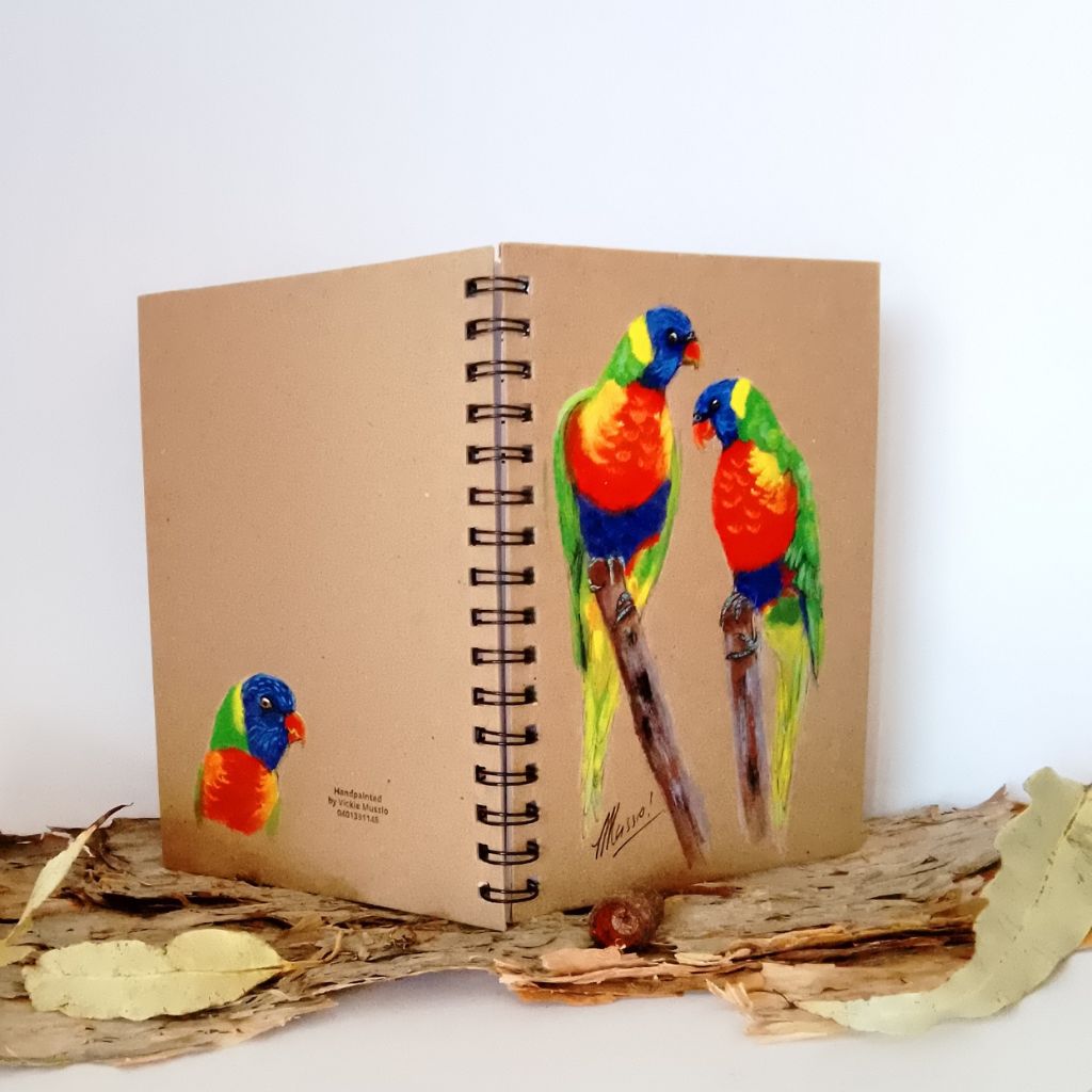 Rainbow Lorikeet handpainted Notebook Size A5 Lined