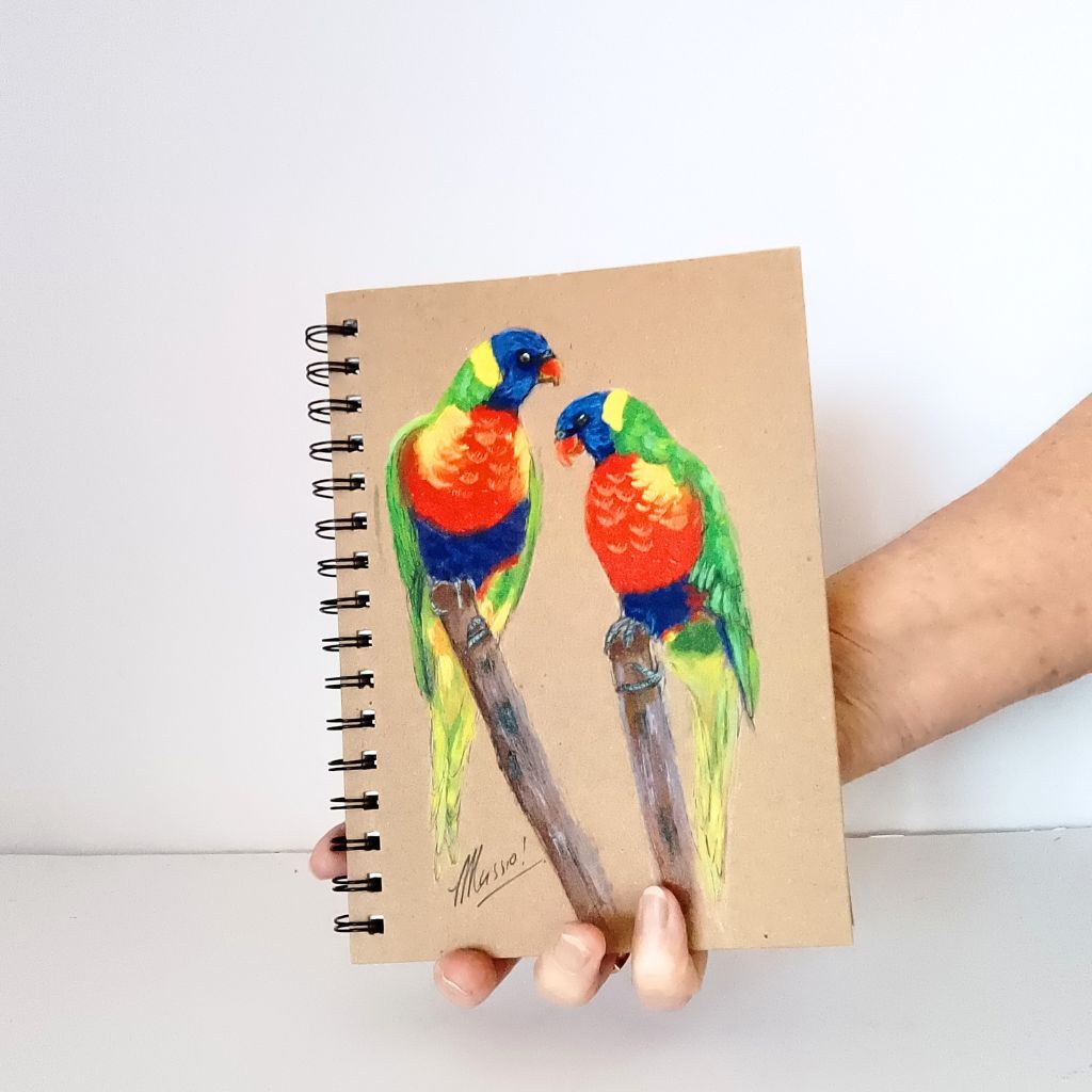 Rainbow Lorikeet handpainted Notebook Size A5 Lined
