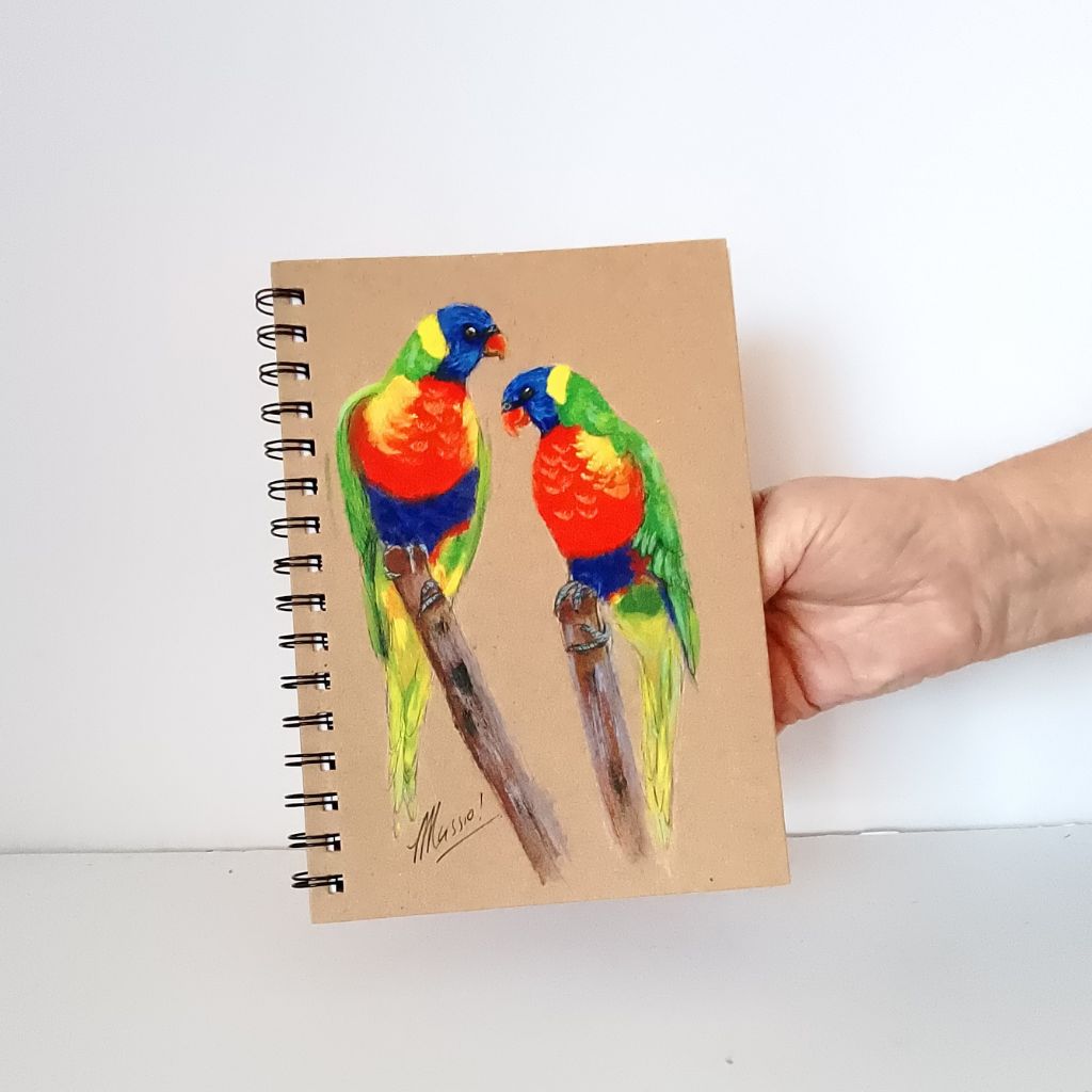 Rainbow Lorikeet handpainted Notebook Size A5 Lined