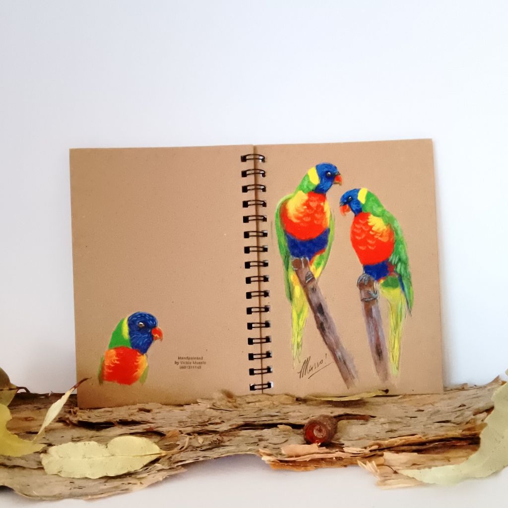 Rainbow Lorikeet handpainted Notebook Size A5 Lined