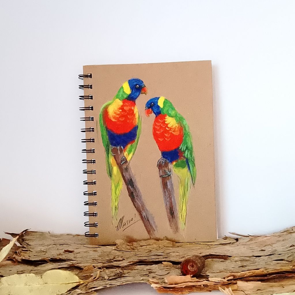 Rainbow Lorikeet handpainted Notebook Size A5 Lined