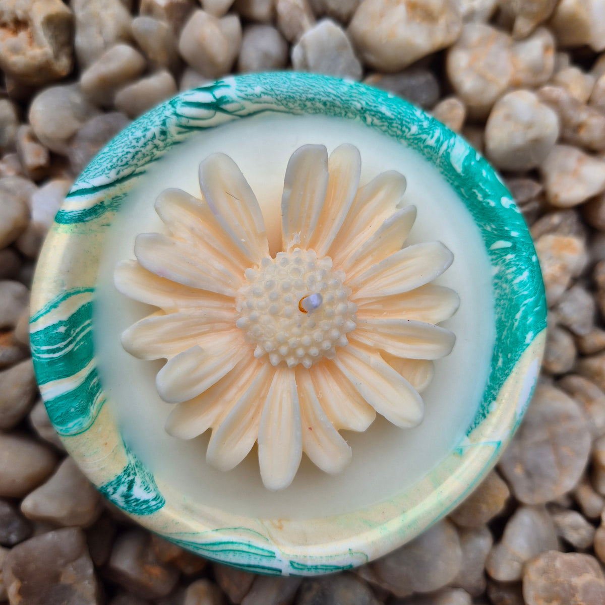 Concrete organic shaped bowl candle with black raspberry lime