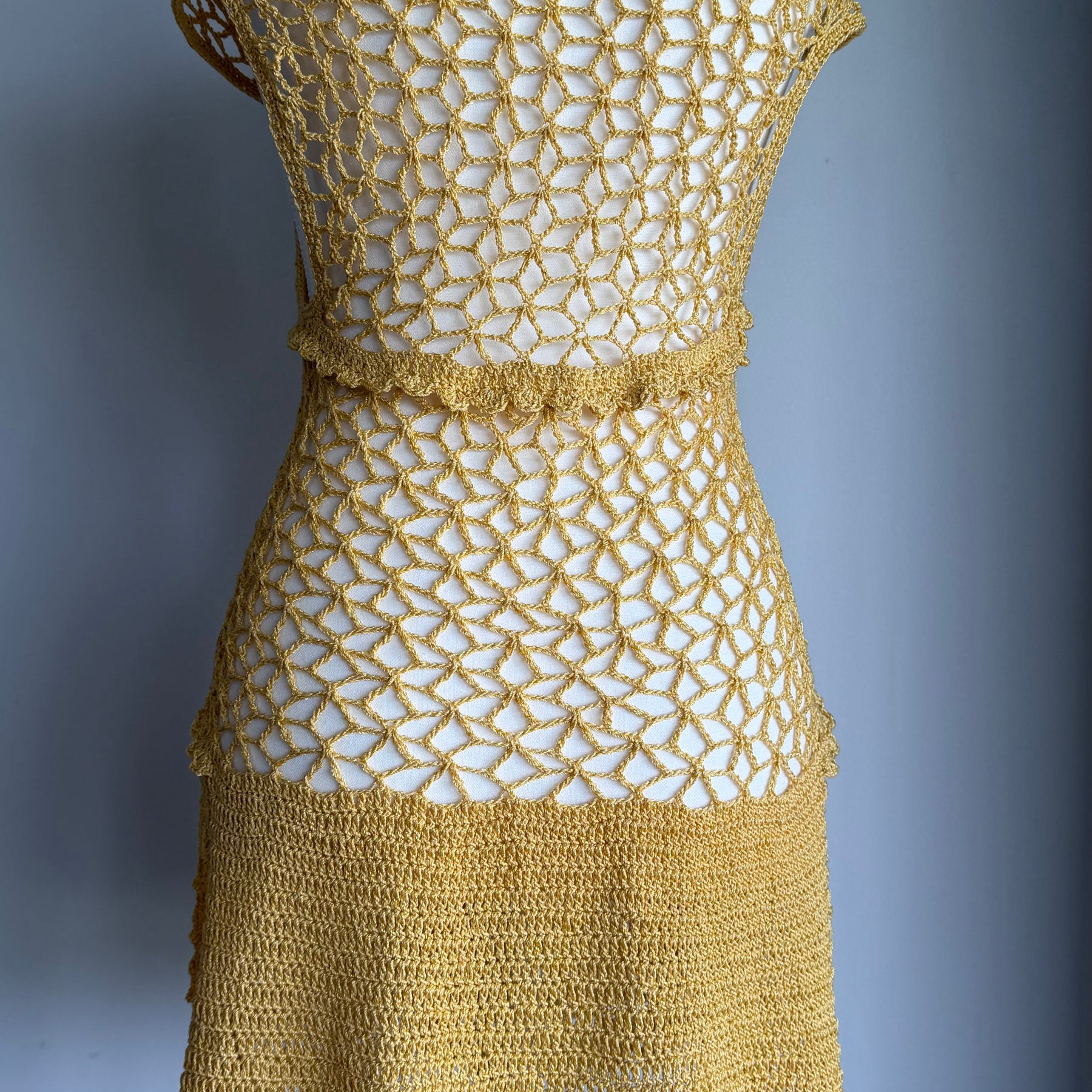 Golden Lace Crochet Dress