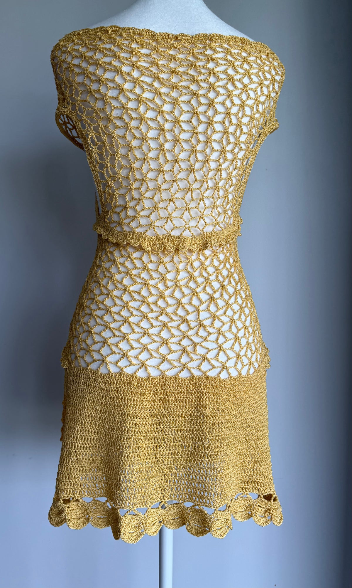 Golden Lace Crochet Dress