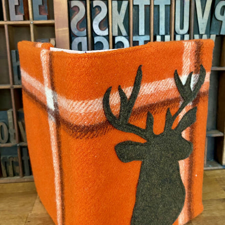 A5 Upcycled Woollen Blanket Notebook Deer head Orange