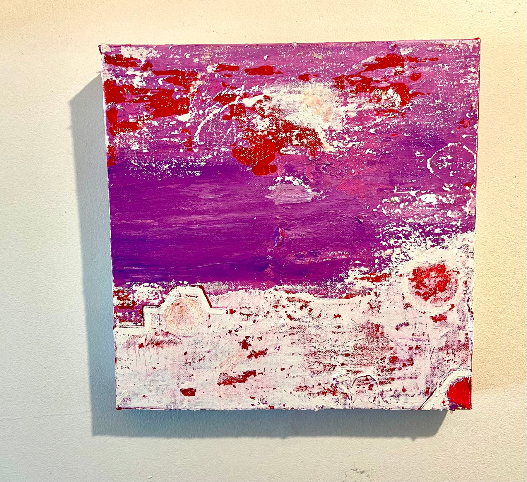 Inverted with Camera Abstract Acrylic Canvas Painting by Australian Artist Margo Humphries (30.5x30.5cm)