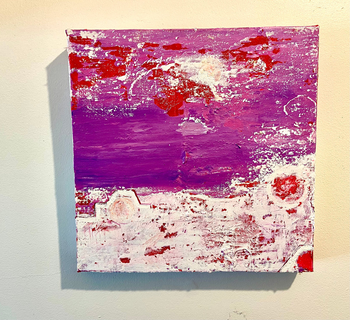 Inverted with Camera Abstract Acrylic Canvas Painting by Australian Artist Margo Humphries (30.5x30.5cm)