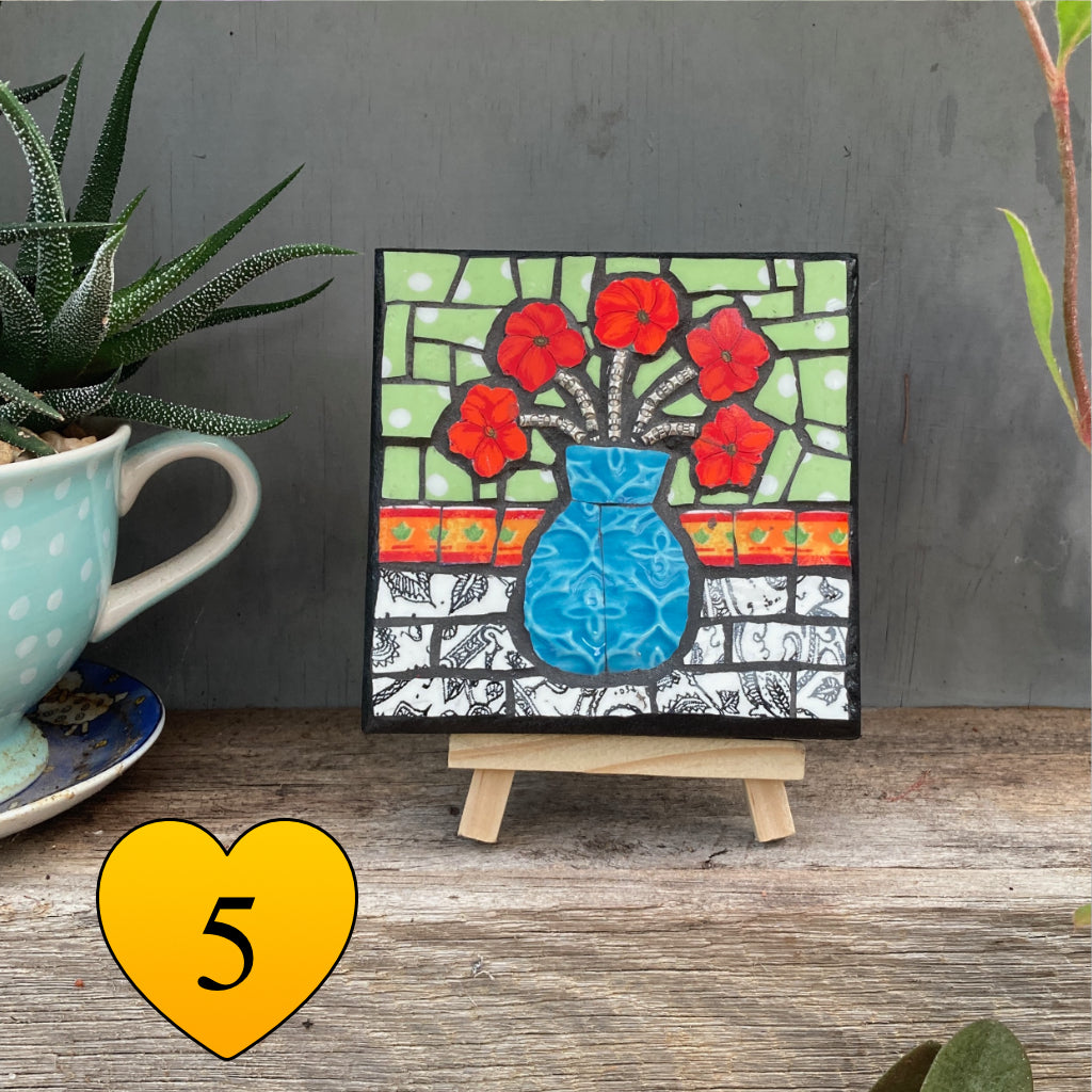 Mini Mosaic Artwork - Upcycled Crockery - Flowers