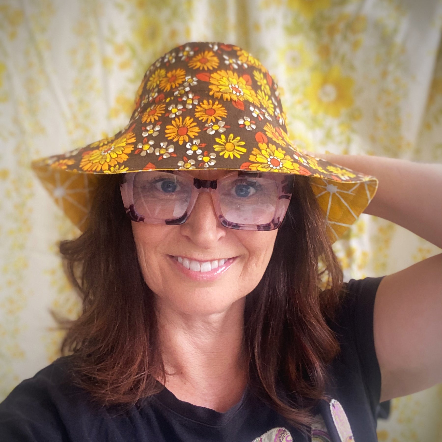 Selection of Reversible Vintage Floral Hat, Adult 55-58cm