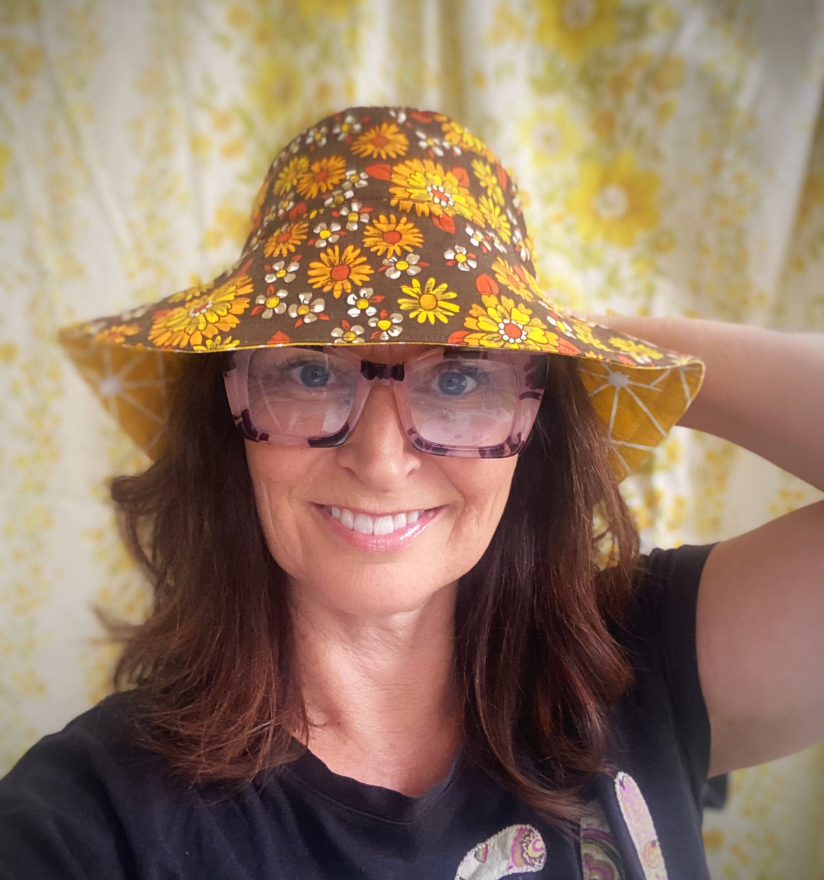Selection of Reversible Vintage Floral Hat, Adult 55-58cm