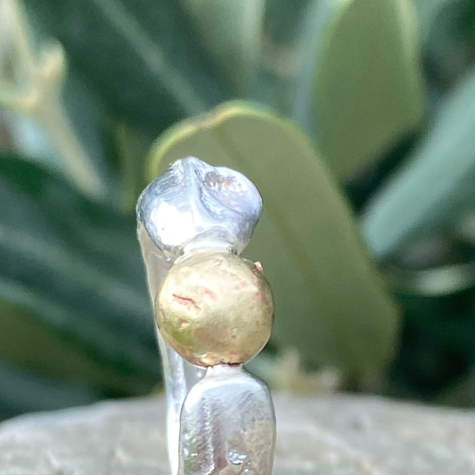 Seed Ring | Sand Cast Sterling Silver with Brass