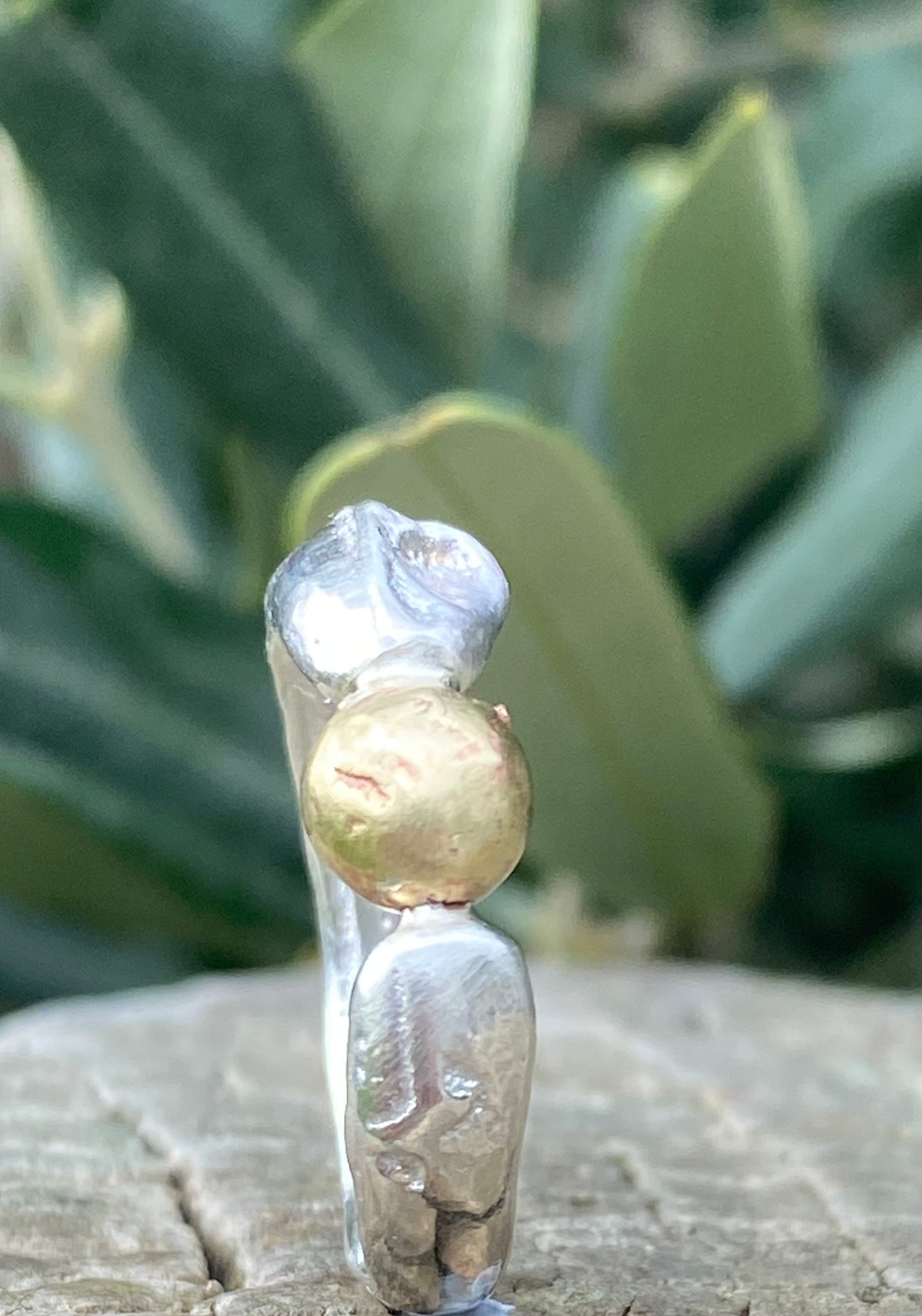 Seed Ring | Sand Cast Sterling Silver with Brass