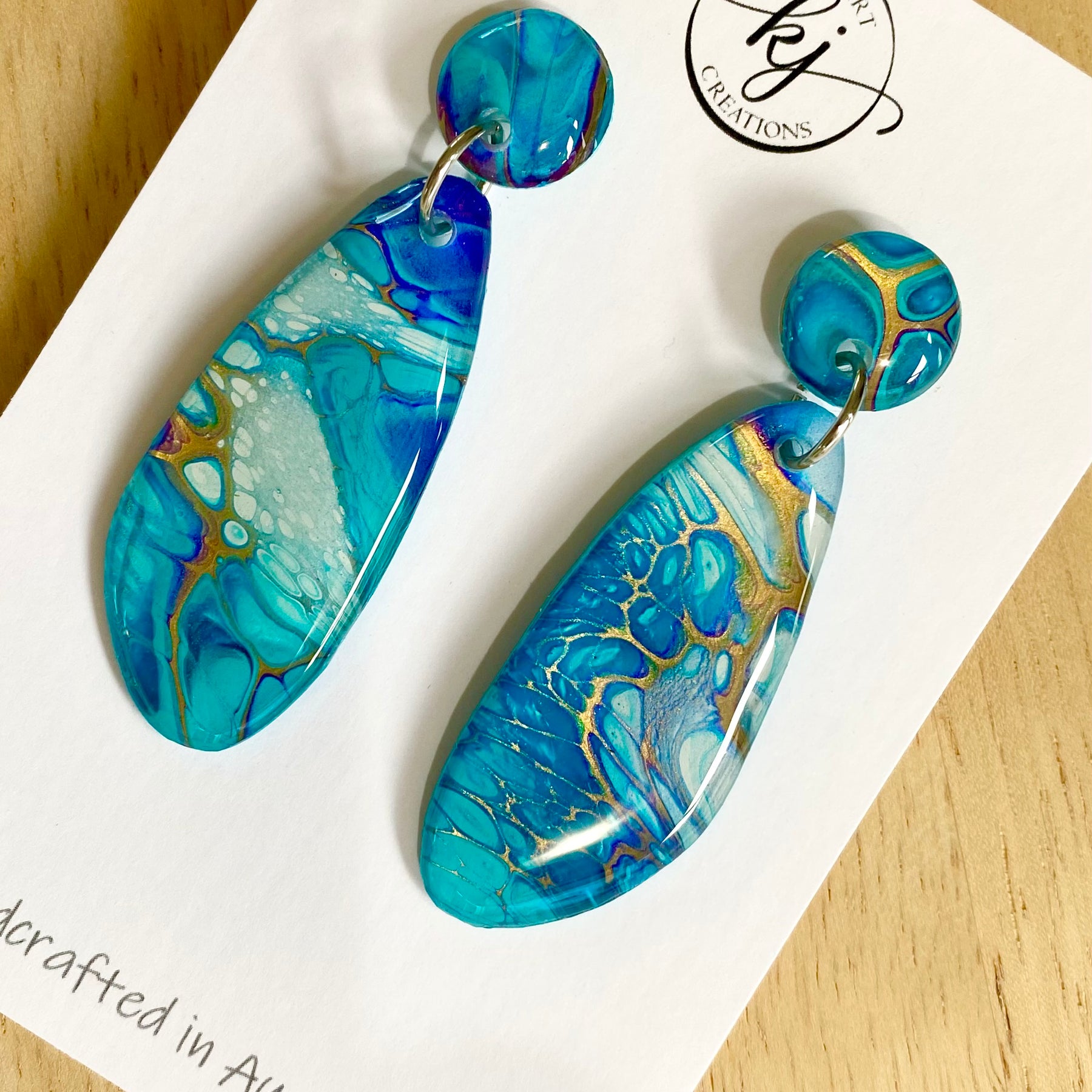 Turquoise Gold Dangle Stud Earrings