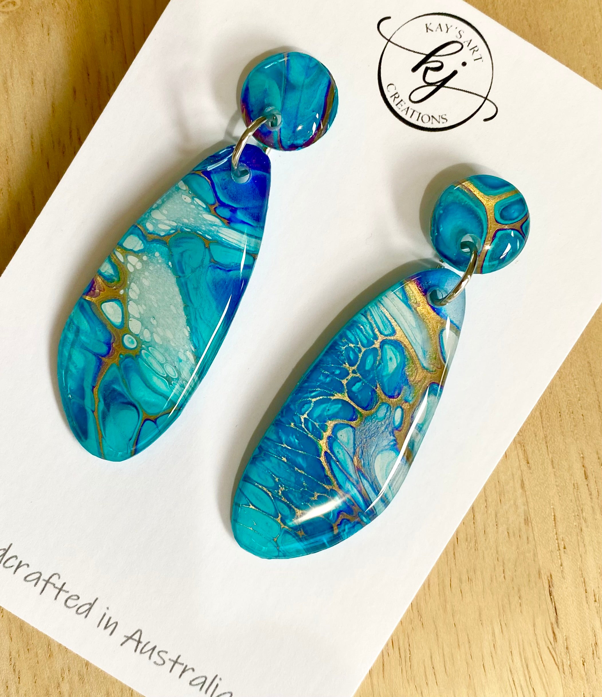 Turquoise Gold Dangle Stud Earrings