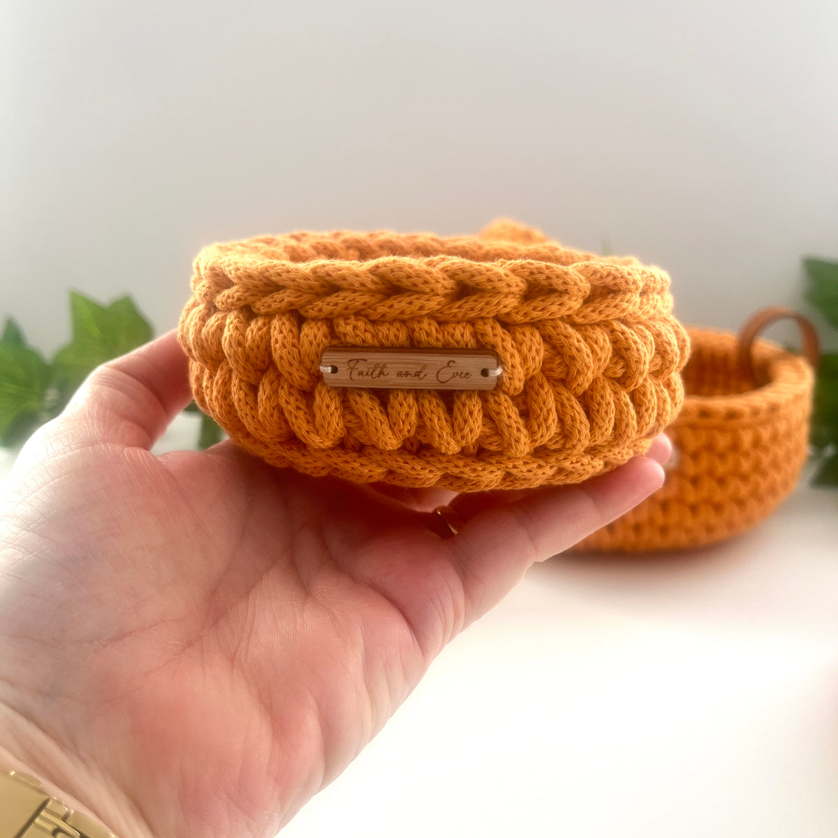 Mini basket - crocheted - colour Orange