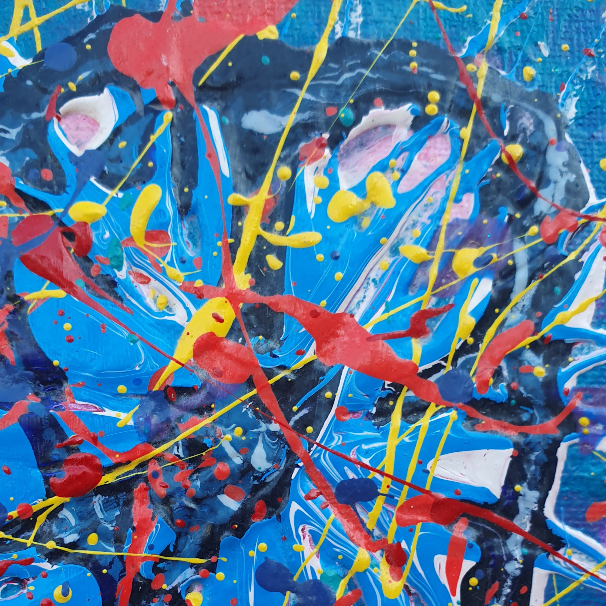 Perfect Imperfections. Abstract Canvas Painting With Hearts.