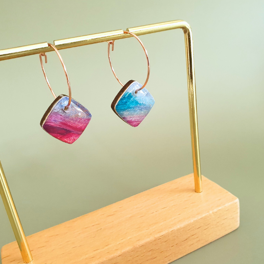 The Bubblegum Sky Collection | Resin art jewellery | Small and medium dangle earrings