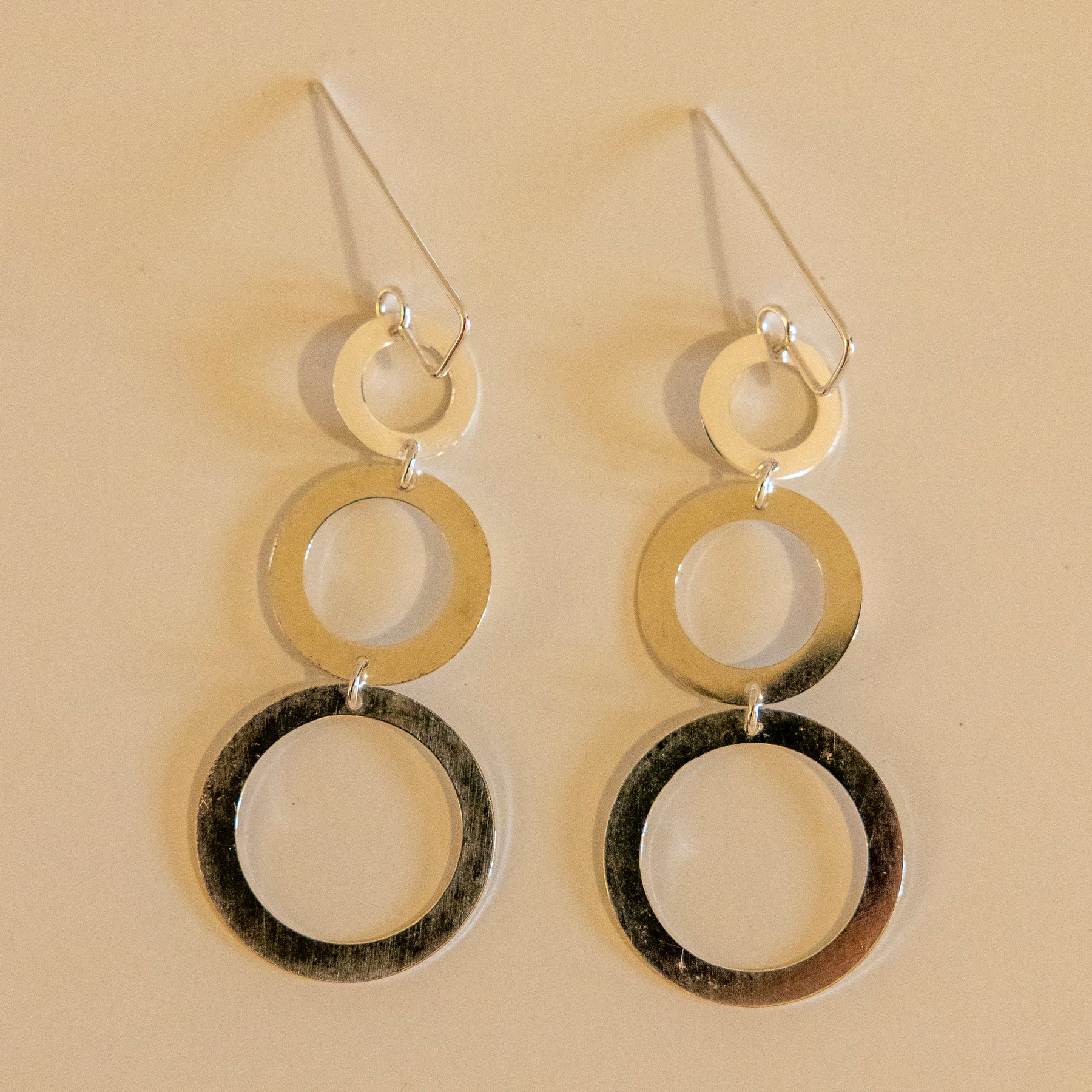 Triple Circle Cascade – Handmade Sterling Silver Earrings