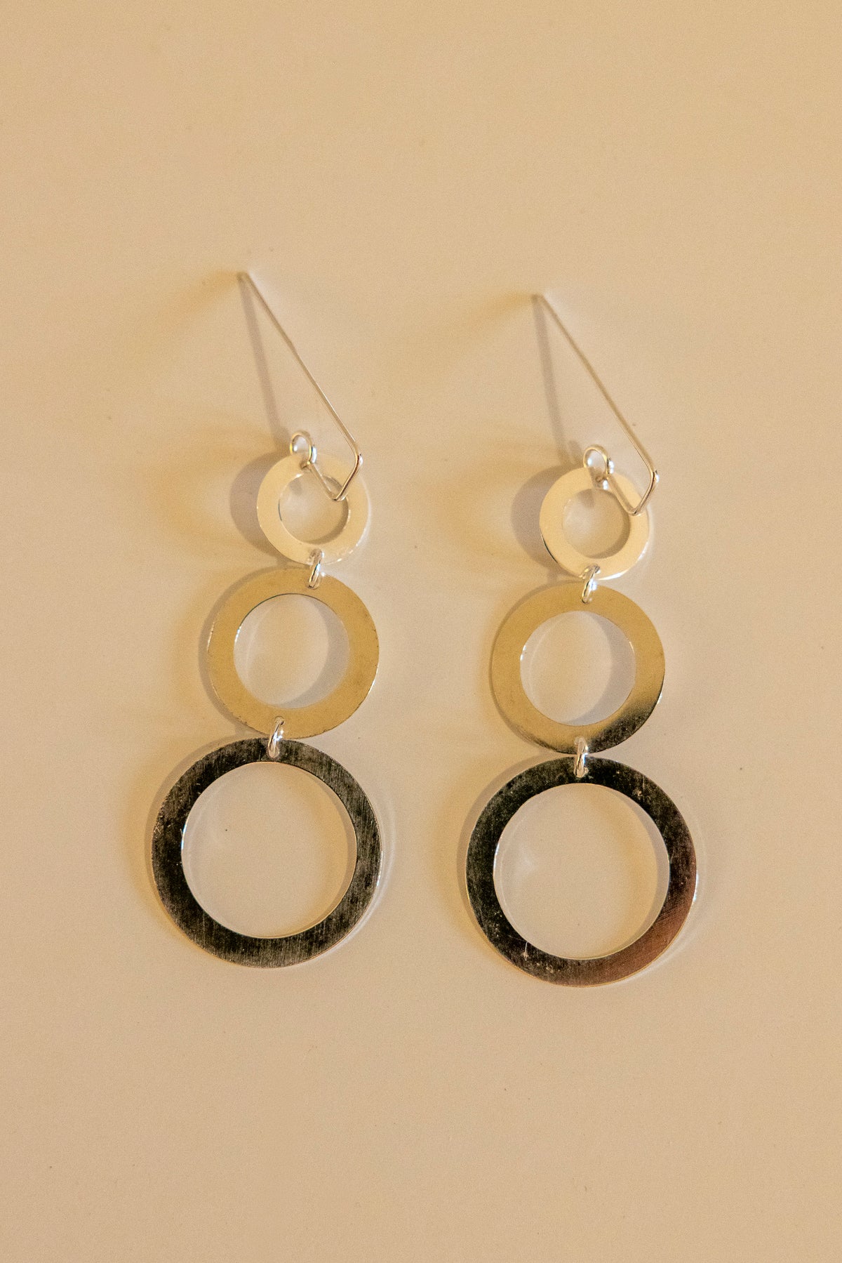 Triple Circle Cascade – Handmade Sterling Silver Earrings