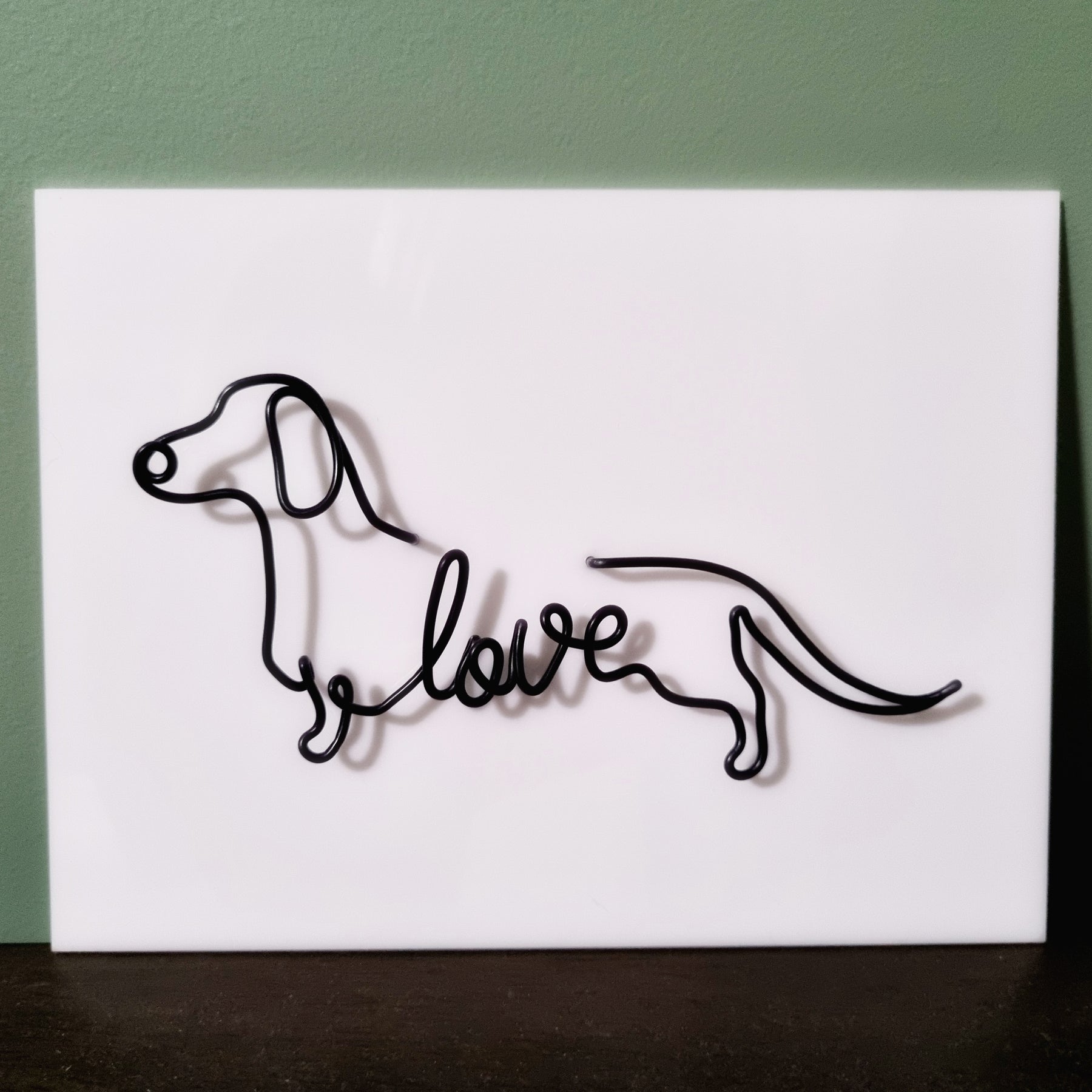 Personalised Dachshund Wire Art Plaque | Custom Sausage Dog Name Sign | Wire Dog Portrait Acrylic Plaque | Custom Colour Dog Wall Art | Pet Name Gift