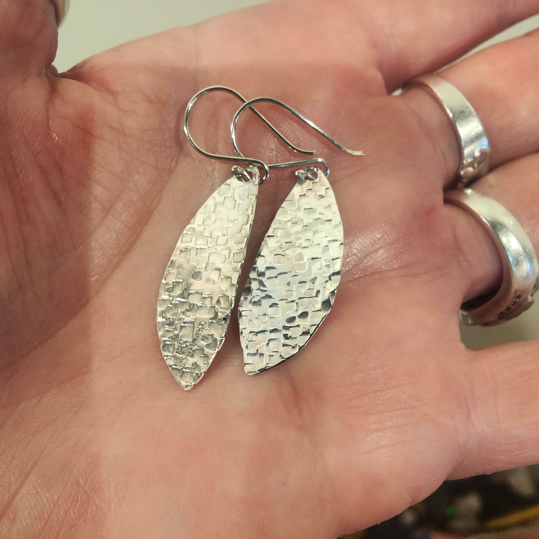 Woven Light Sterling Silver Earrings