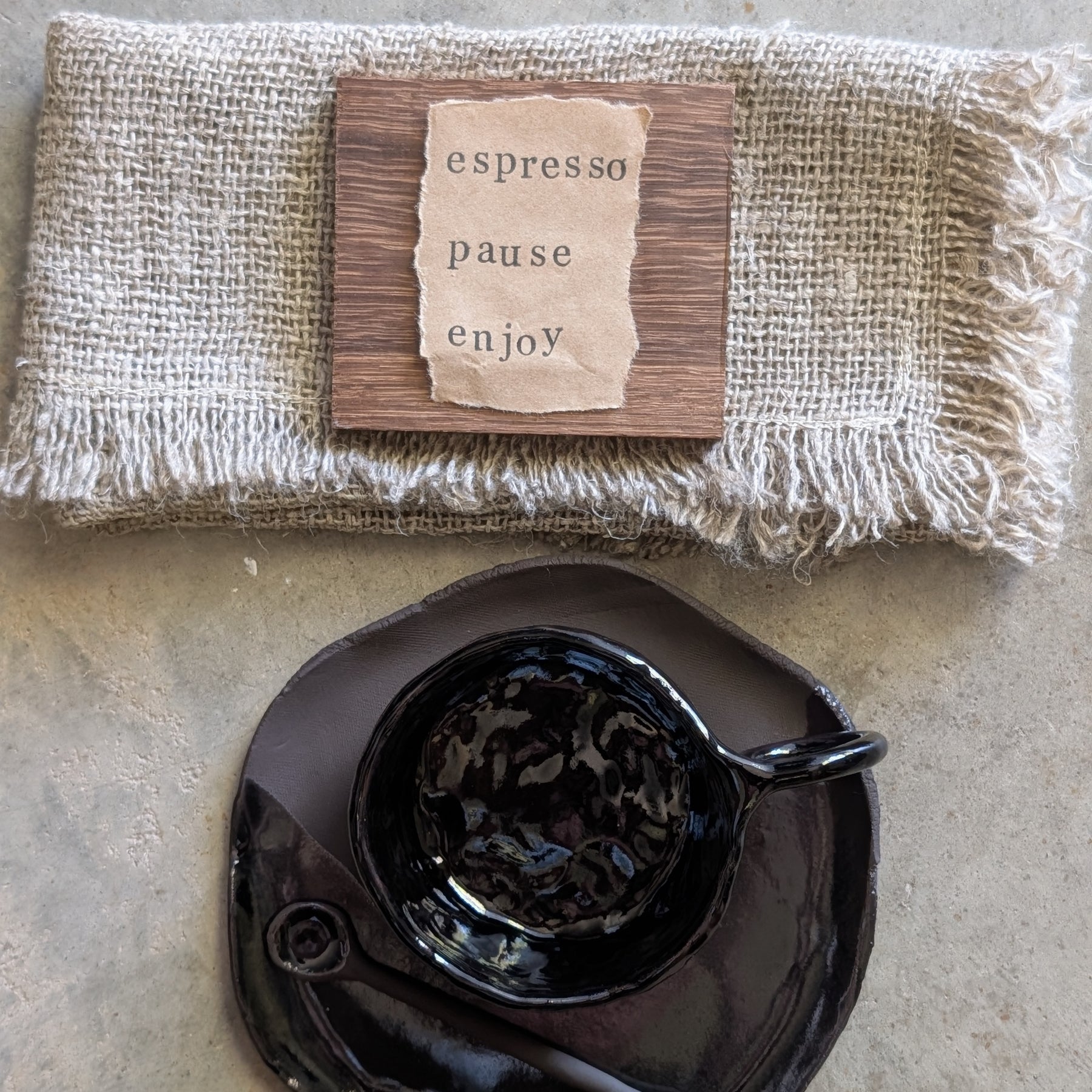 Handmade Black Ceramic Espresso set | dark • earthy • understated