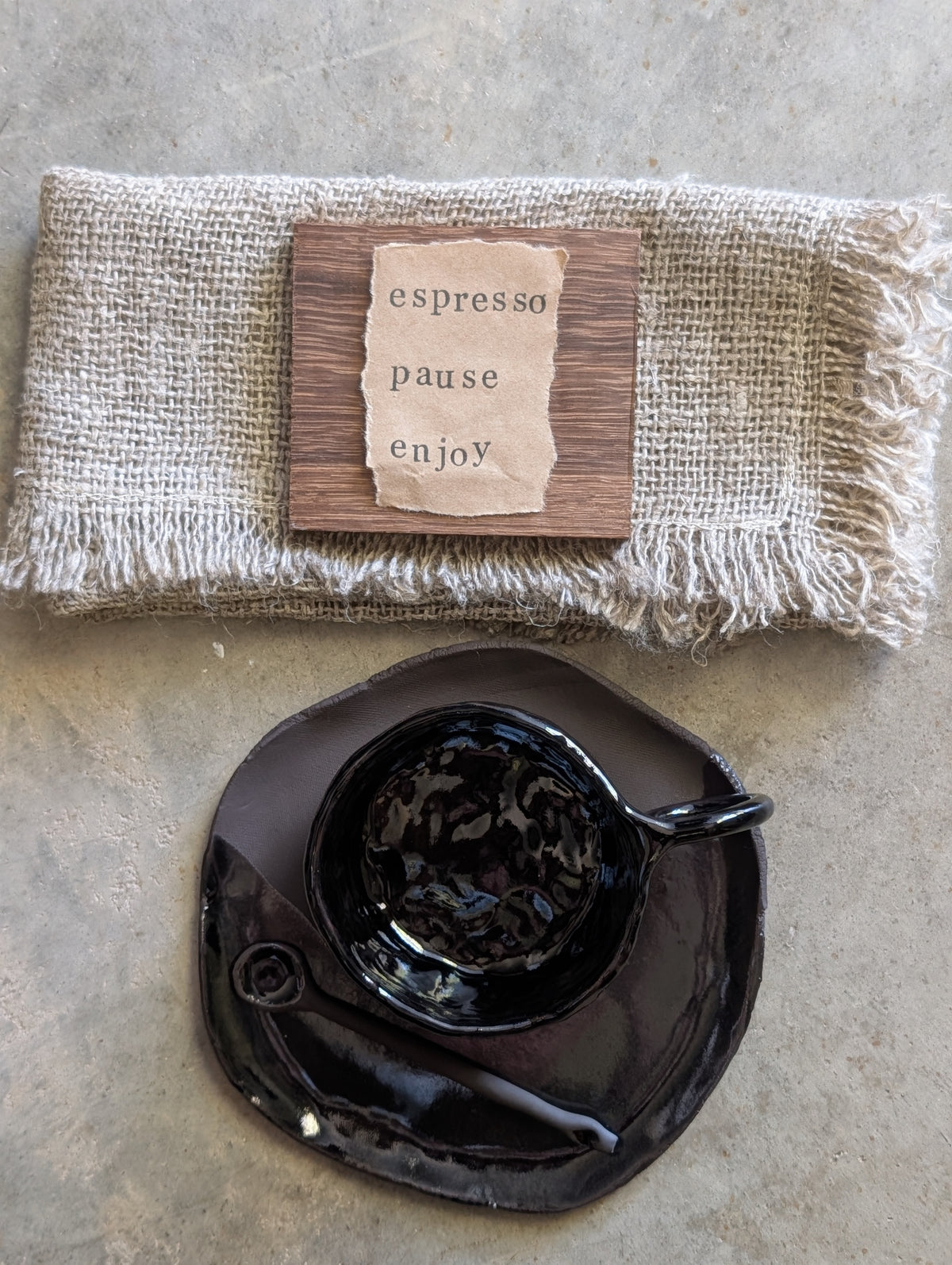 Handmade Black Ceramic Espresso set | dark • earthy • understated