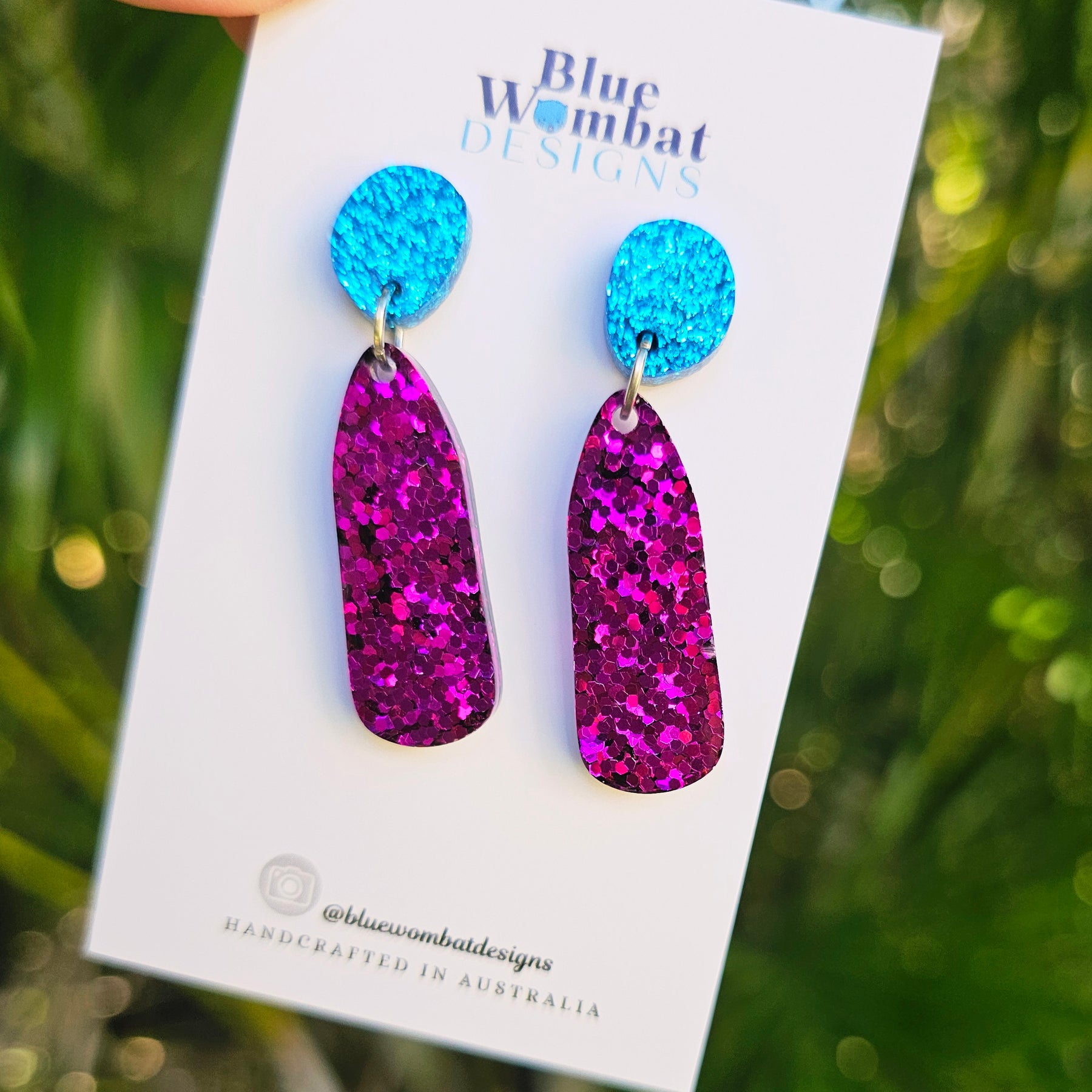 Resin Glitter Dangle Drop Handmade Earrings