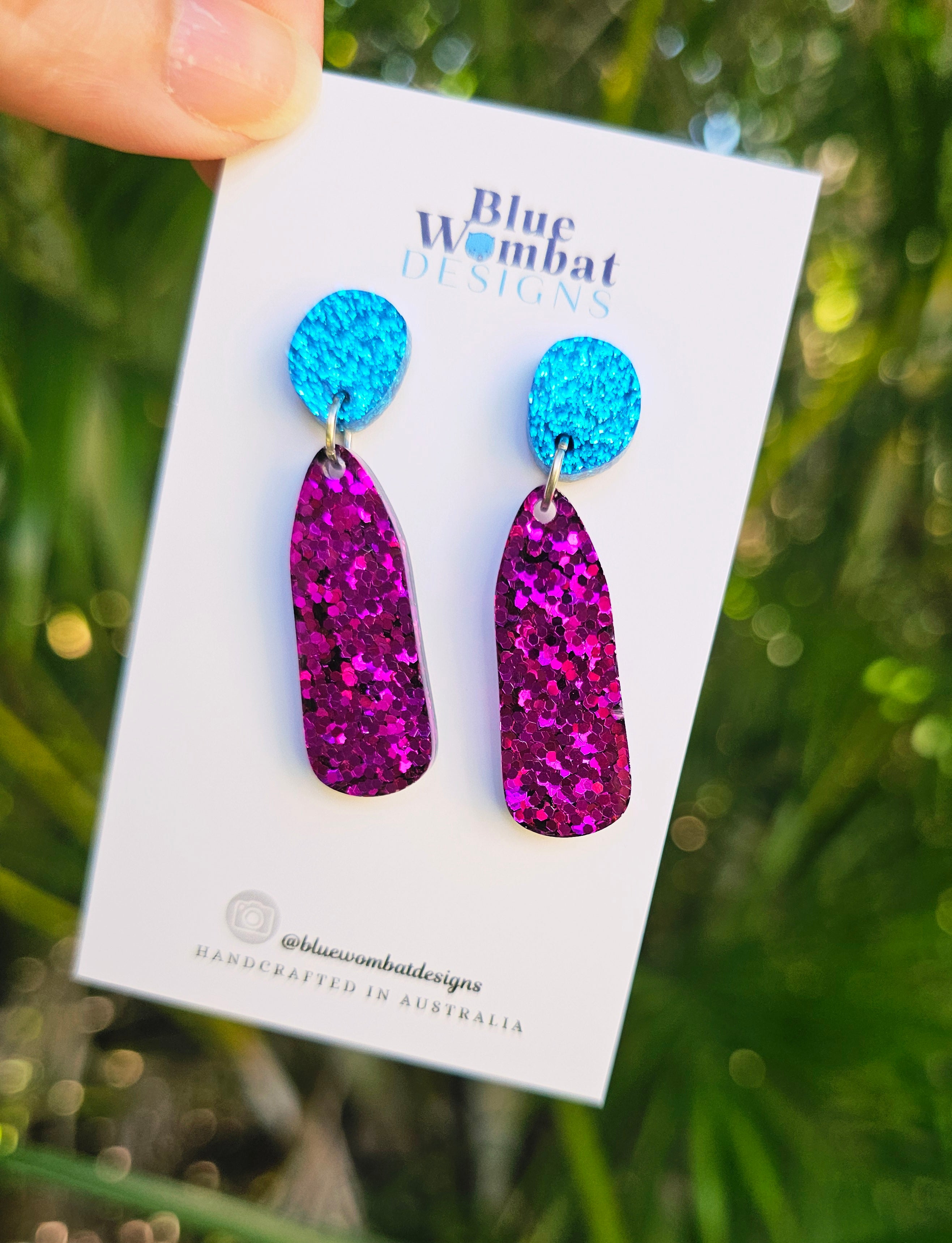 Resin Glitter Dangle Drop Handmade Earrings