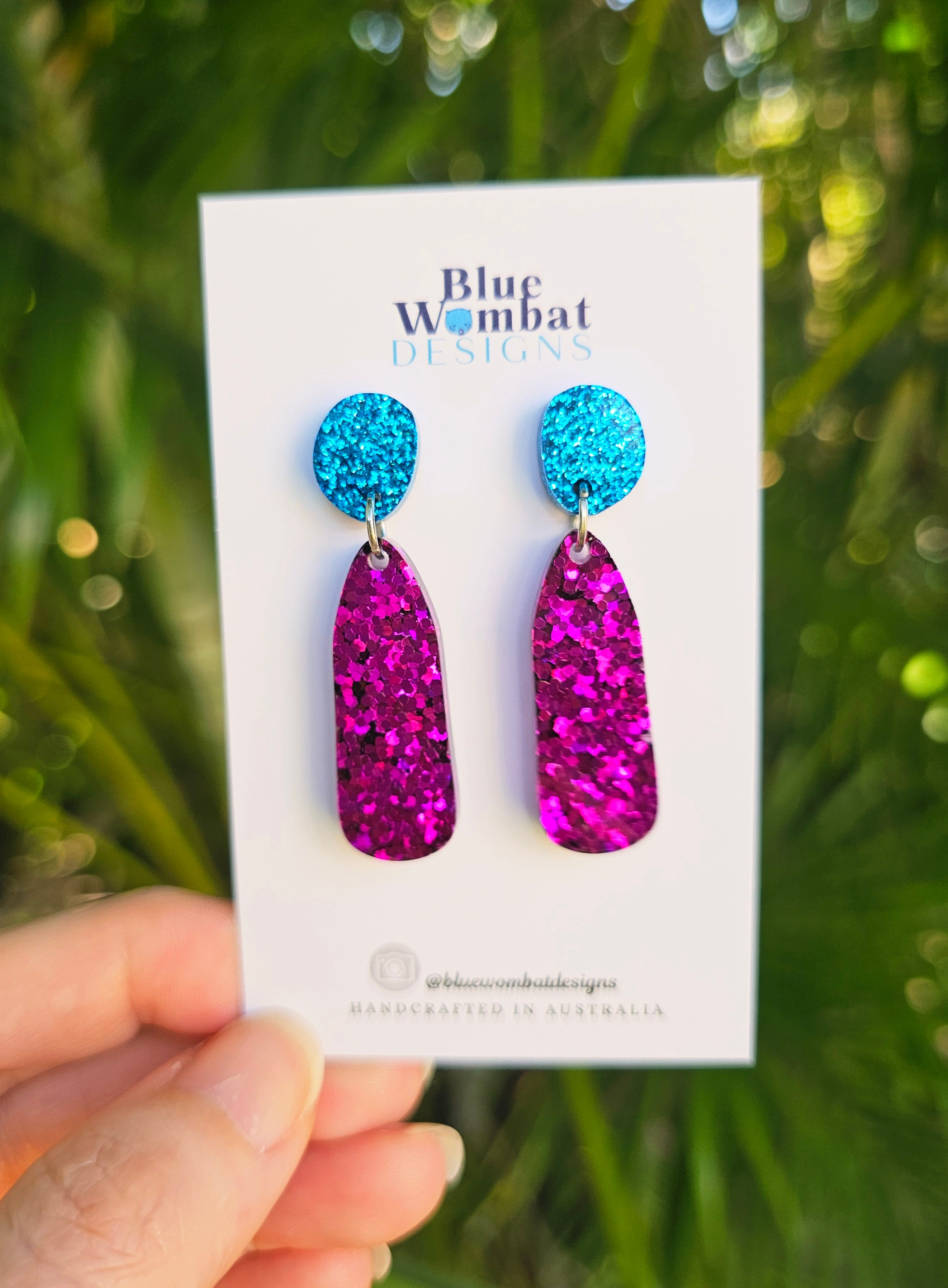 Resin Glitter Dangle Drop Handmade Earrings