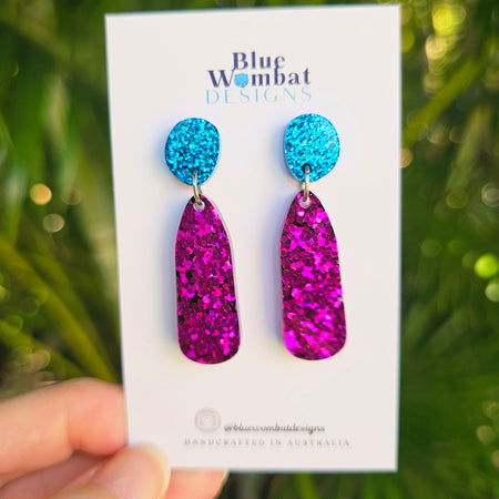 Resin Glitter Dangle Drop Handmade Earrings