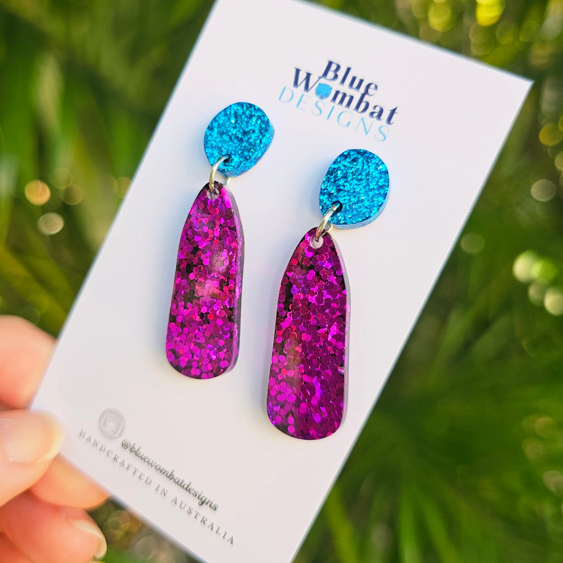 Resin Glitter Dangle Drop Handmade Earrings