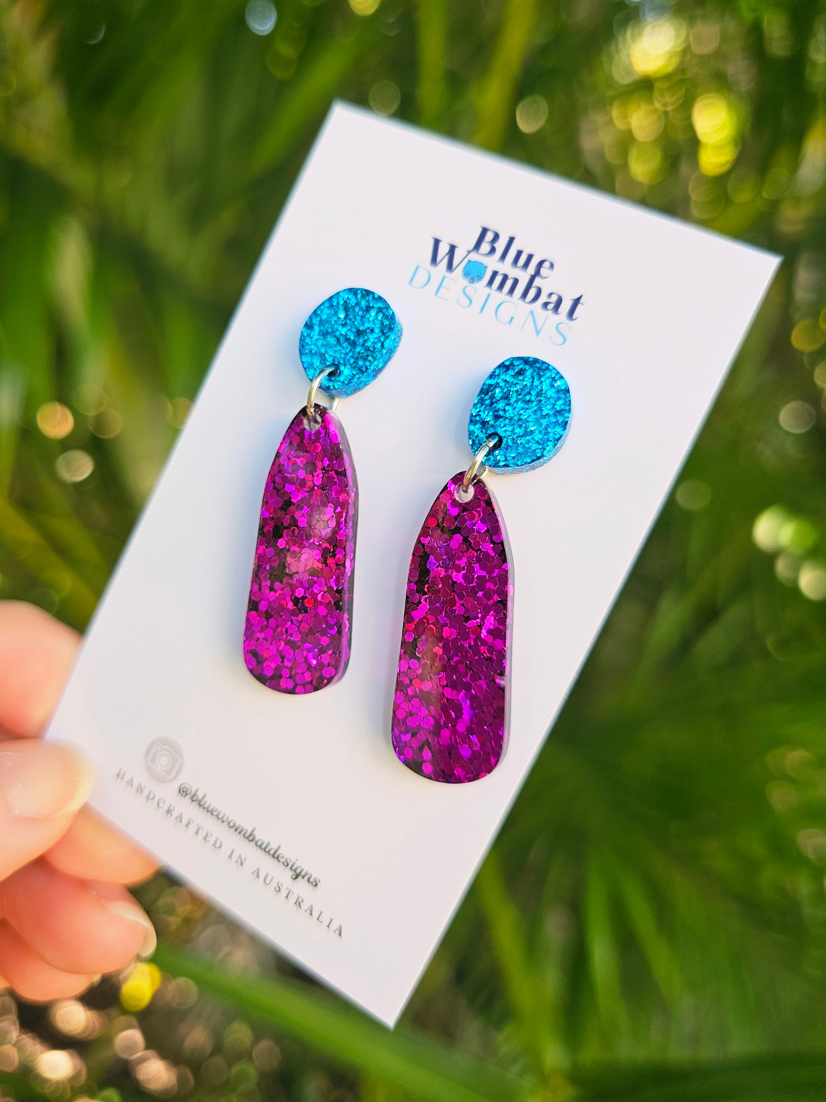 Resin Glitter Dangle Drop Handmade Earrings