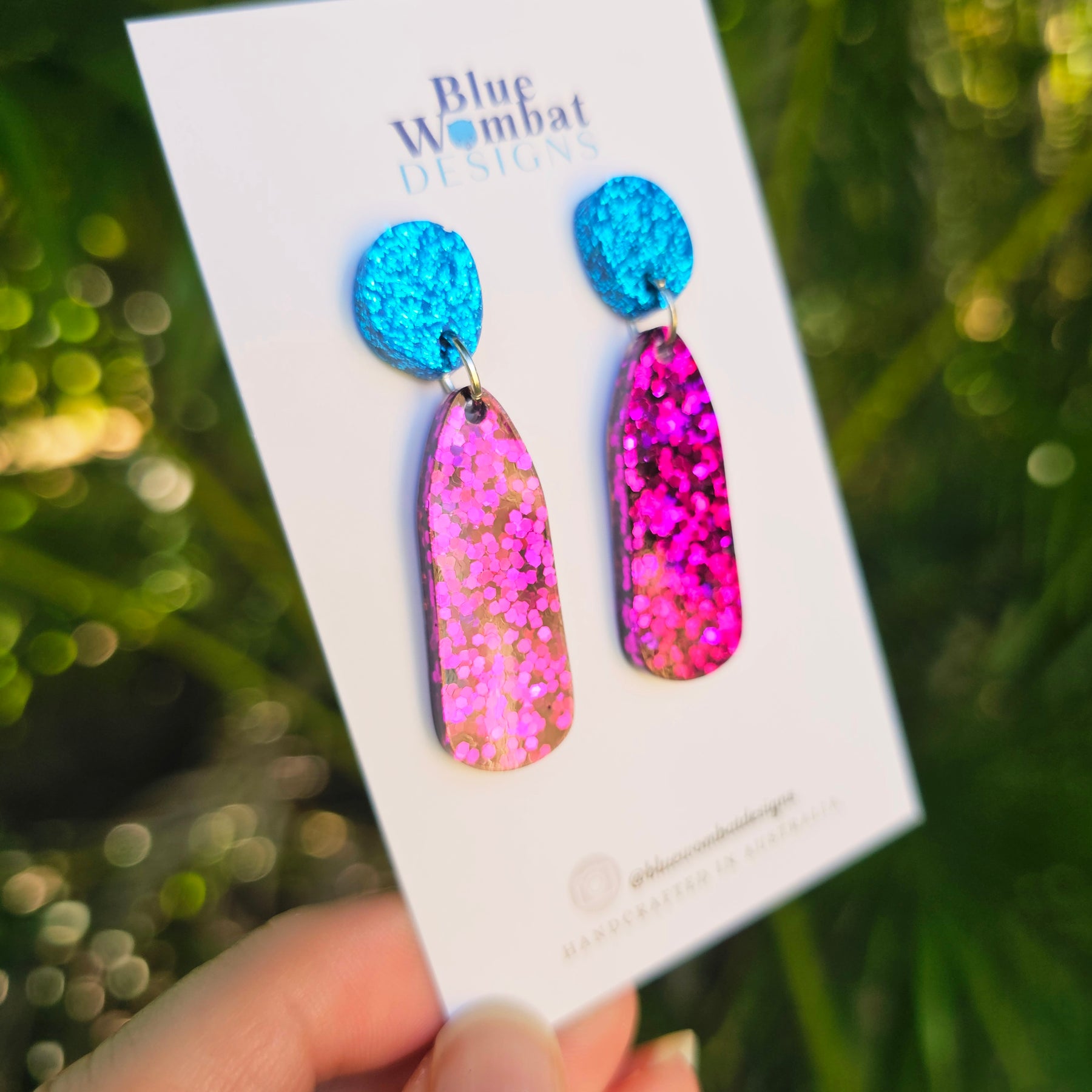 Resin Glitter Dangle Drop Handmade Earrings