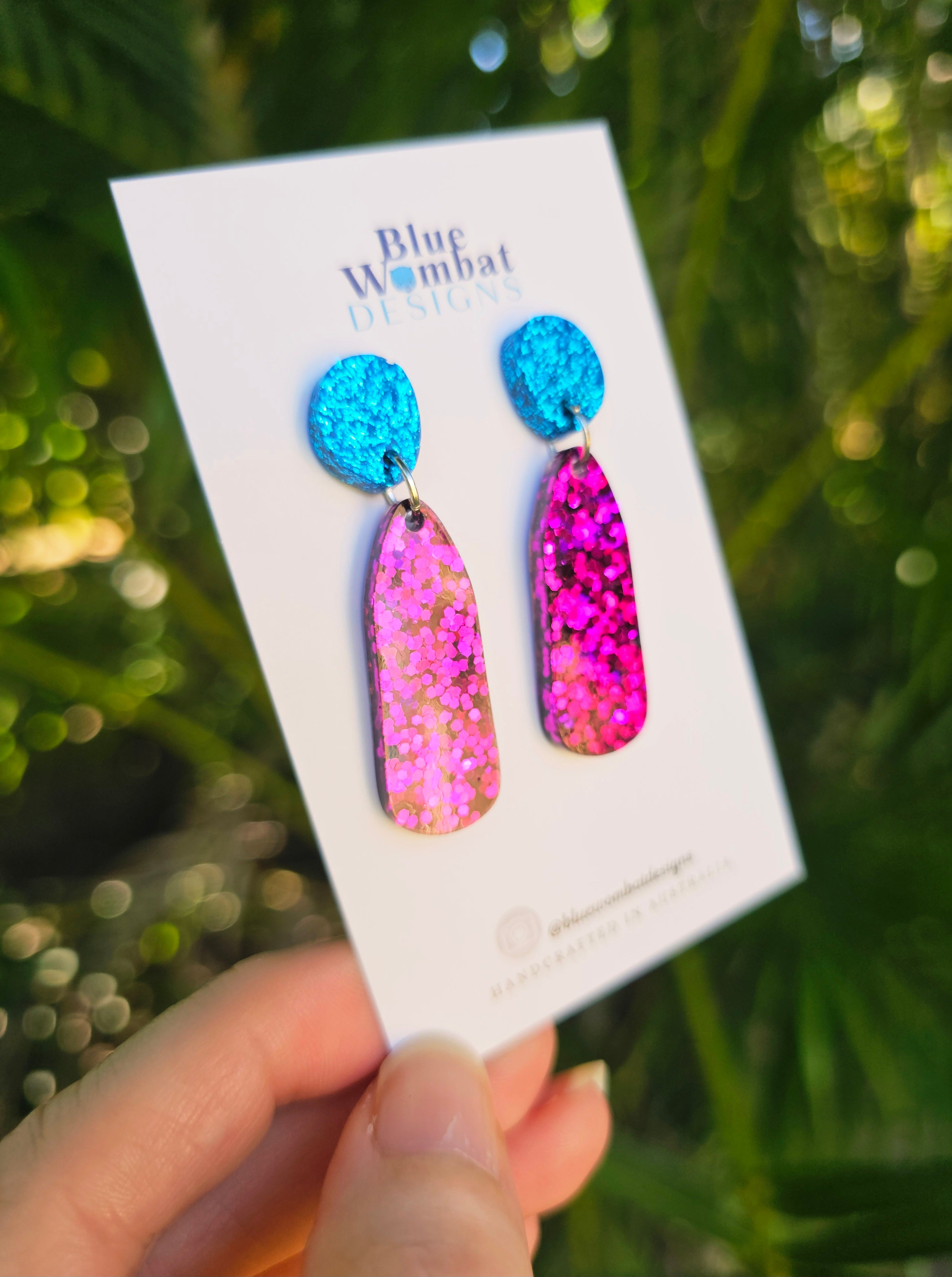 Resin Glitter Dangle Drop Handmade Earrings