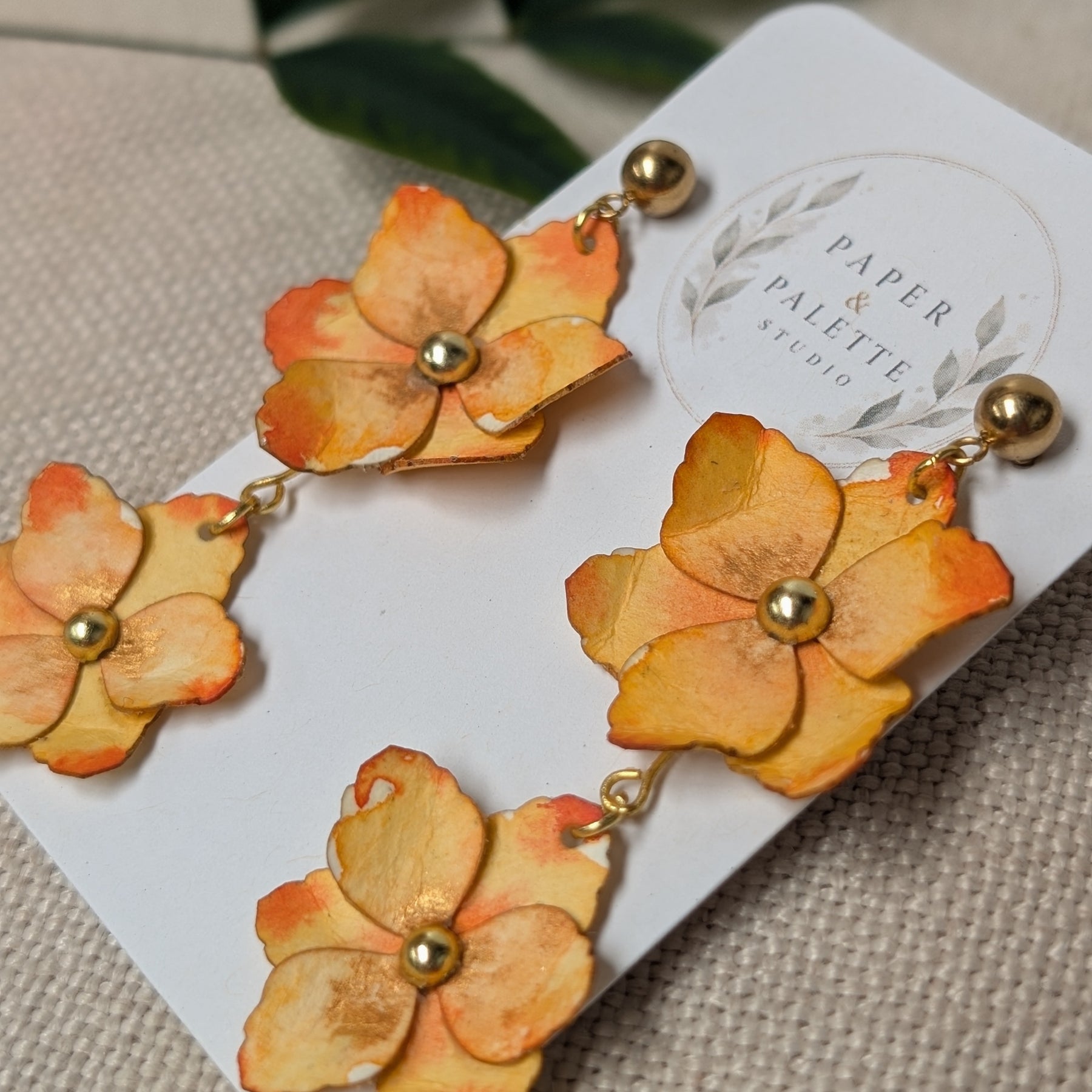 Gladiolus Flower Earrings | Handmade Paper Floral Dangle Earrings | Lightweight Botanical Jewellery
