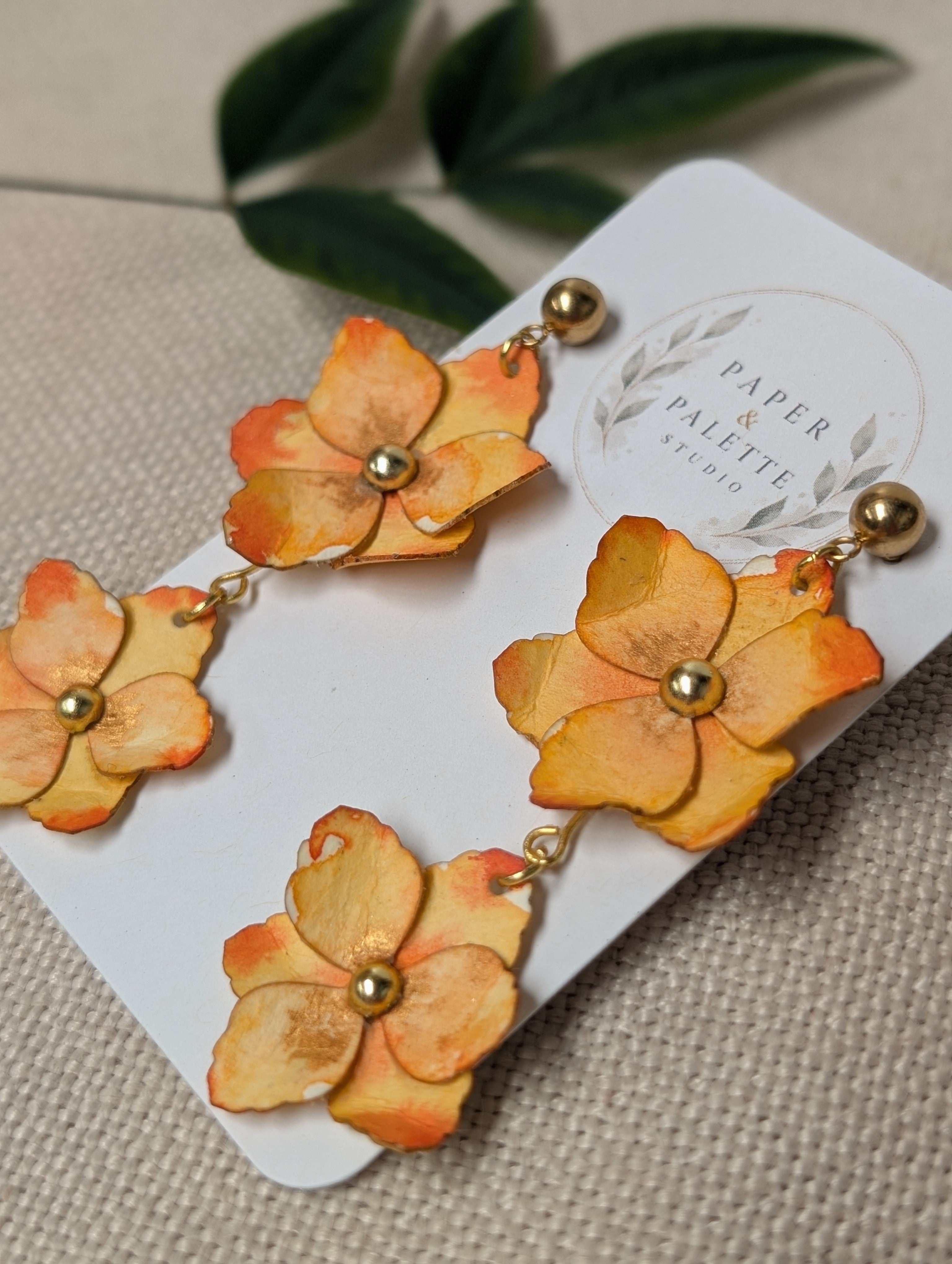 Gladiolus Flower Earrings | Handmade Paper Floral Dangle Earrings | Lightweight Botanical Jewellery
