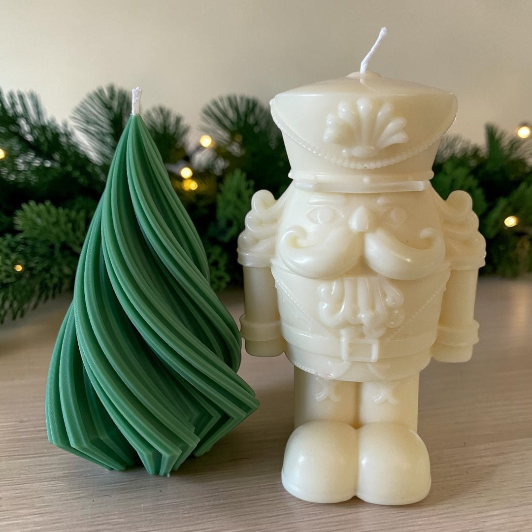 Swirl Christmas Tree Pillar Candle