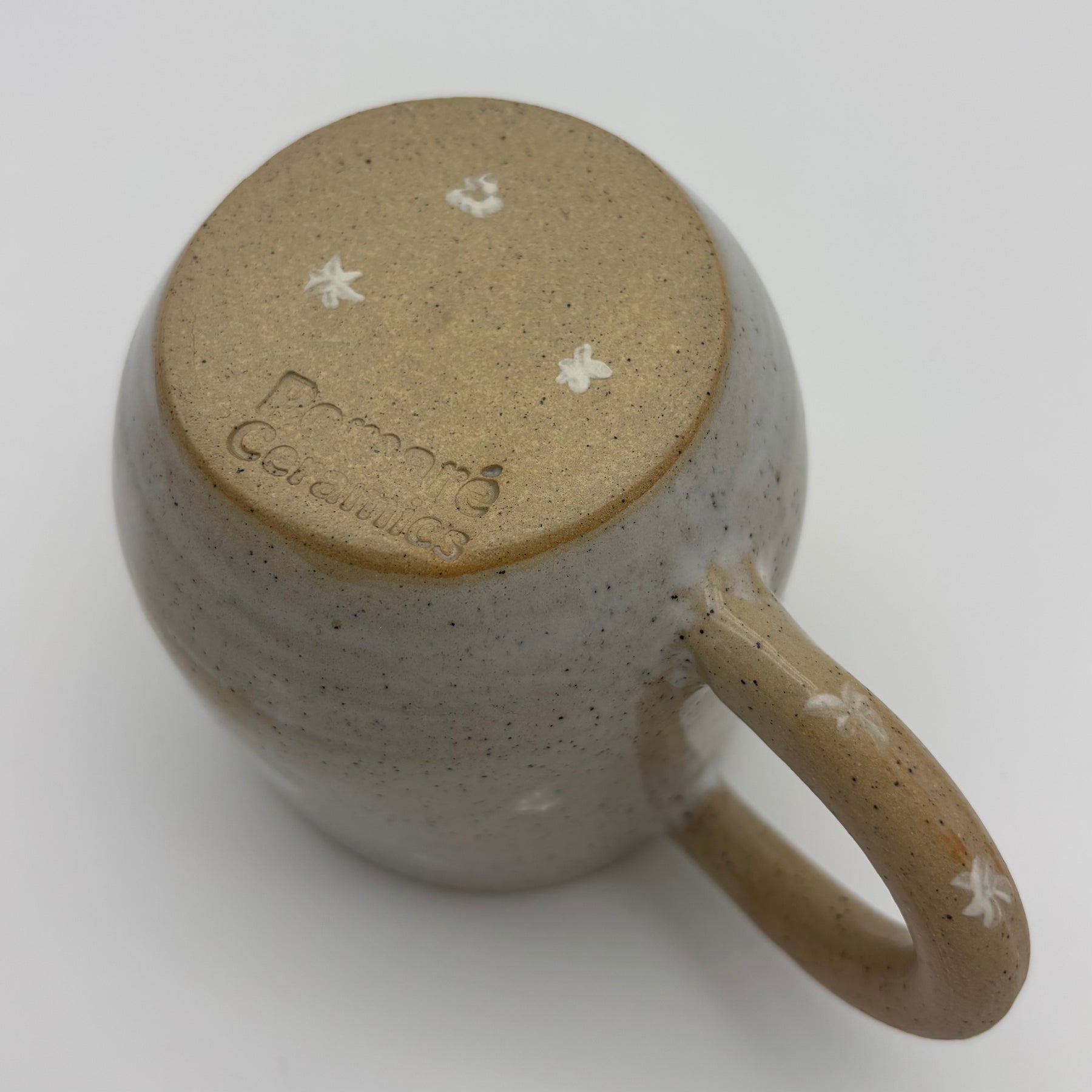 Contemporary Handmade Ceramic Mug | Wheel Thrown Cup with Handle | Hand Painted in Slip | Floral