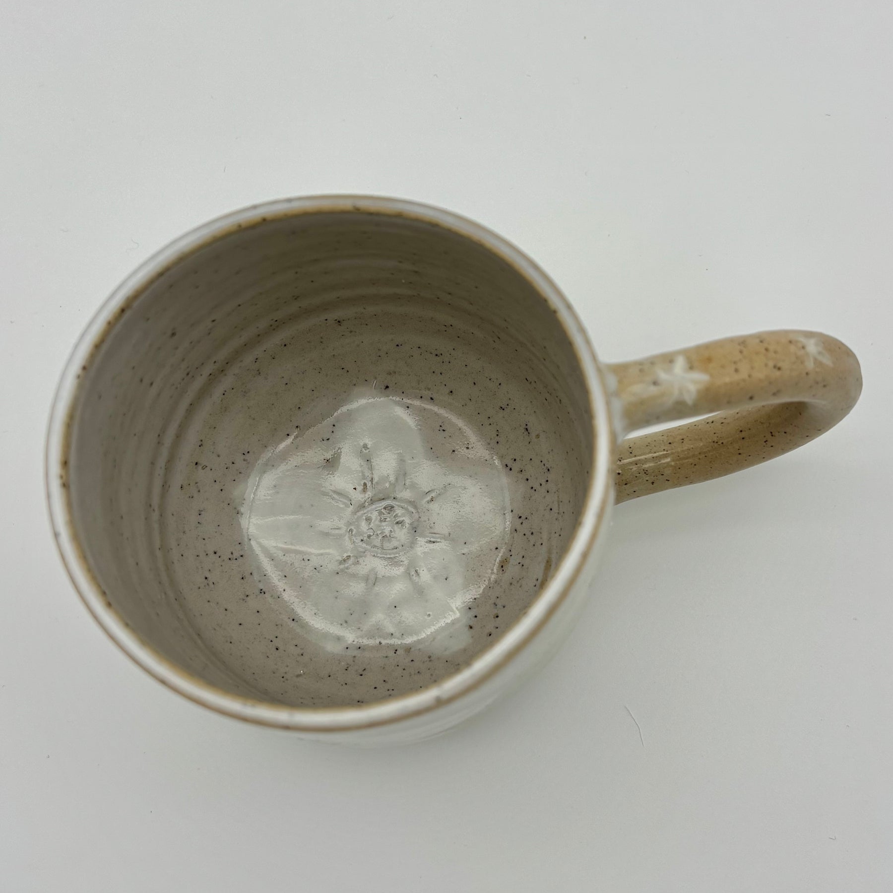 Contemporary Handmade Ceramic Mug | Wheel Thrown Cup with Handle | Hand Painted in Slip | Floral
