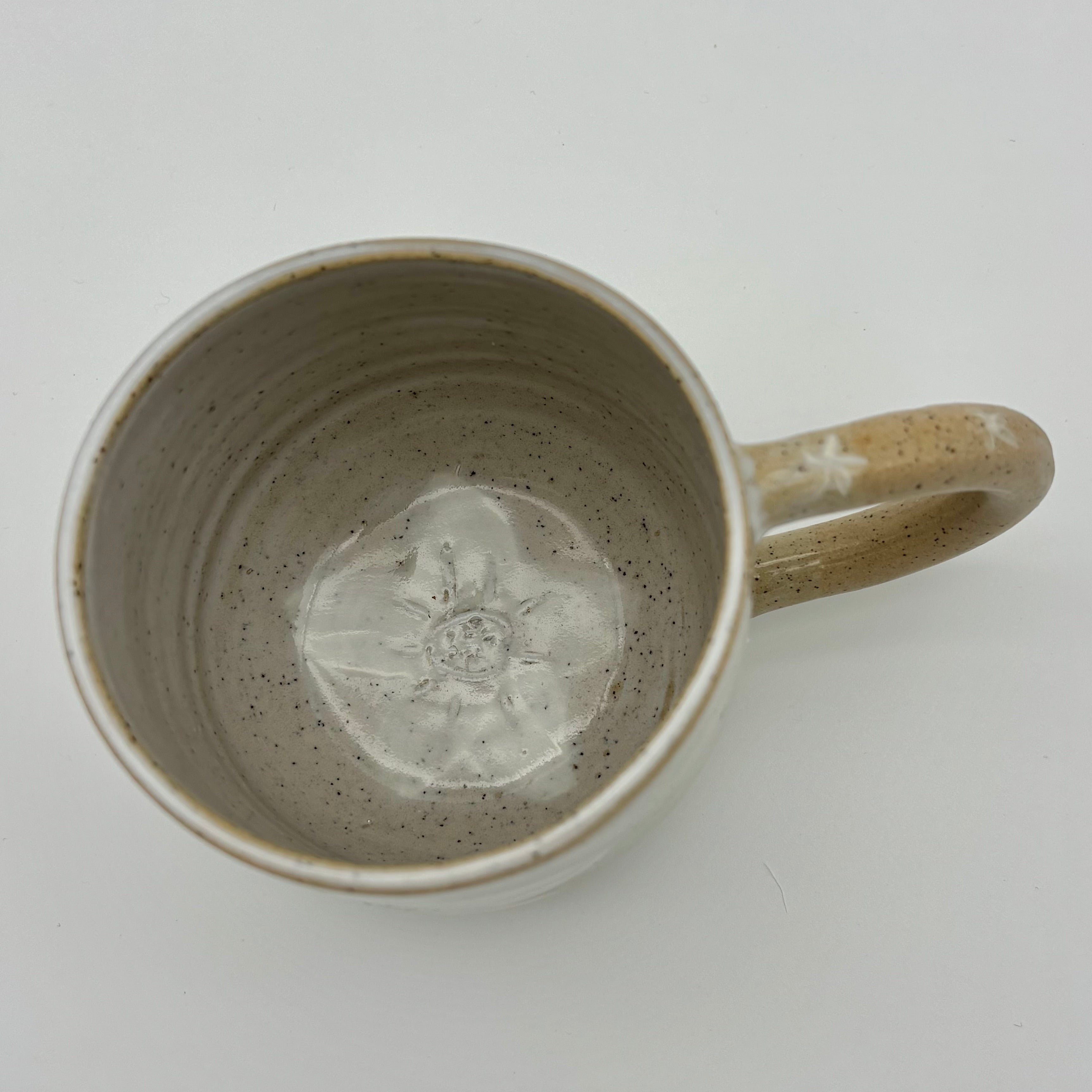 Contemporary Handmade Ceramic Mug | Wheel Thrown Cup with Handle | Hand Painted in Slip | Floral